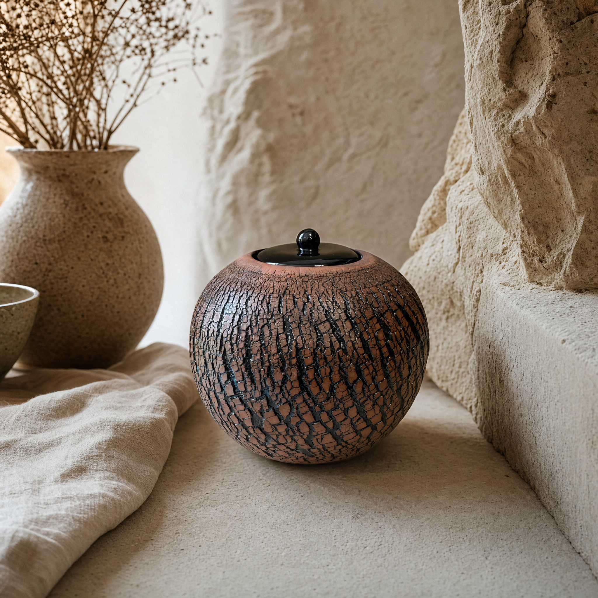 Handmade Cremation Urn "Aurea" - Large Urn for Human Ashes | Pottery Wheel Urn - Pulvis Art Urns