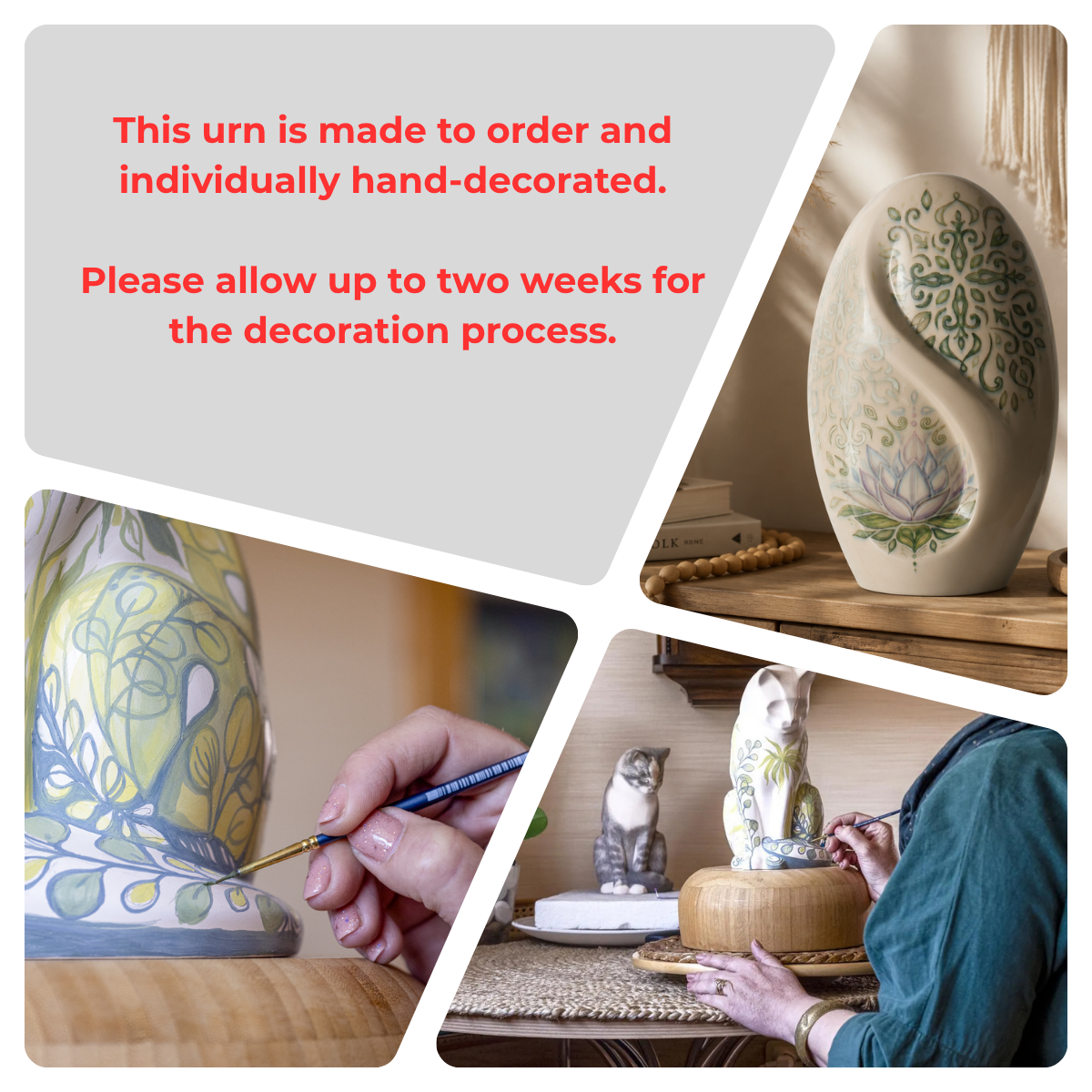 Handmade Decorated Urn "The Passage - Orchids" - Medium | Ceramic - Pulvis Art Urns
