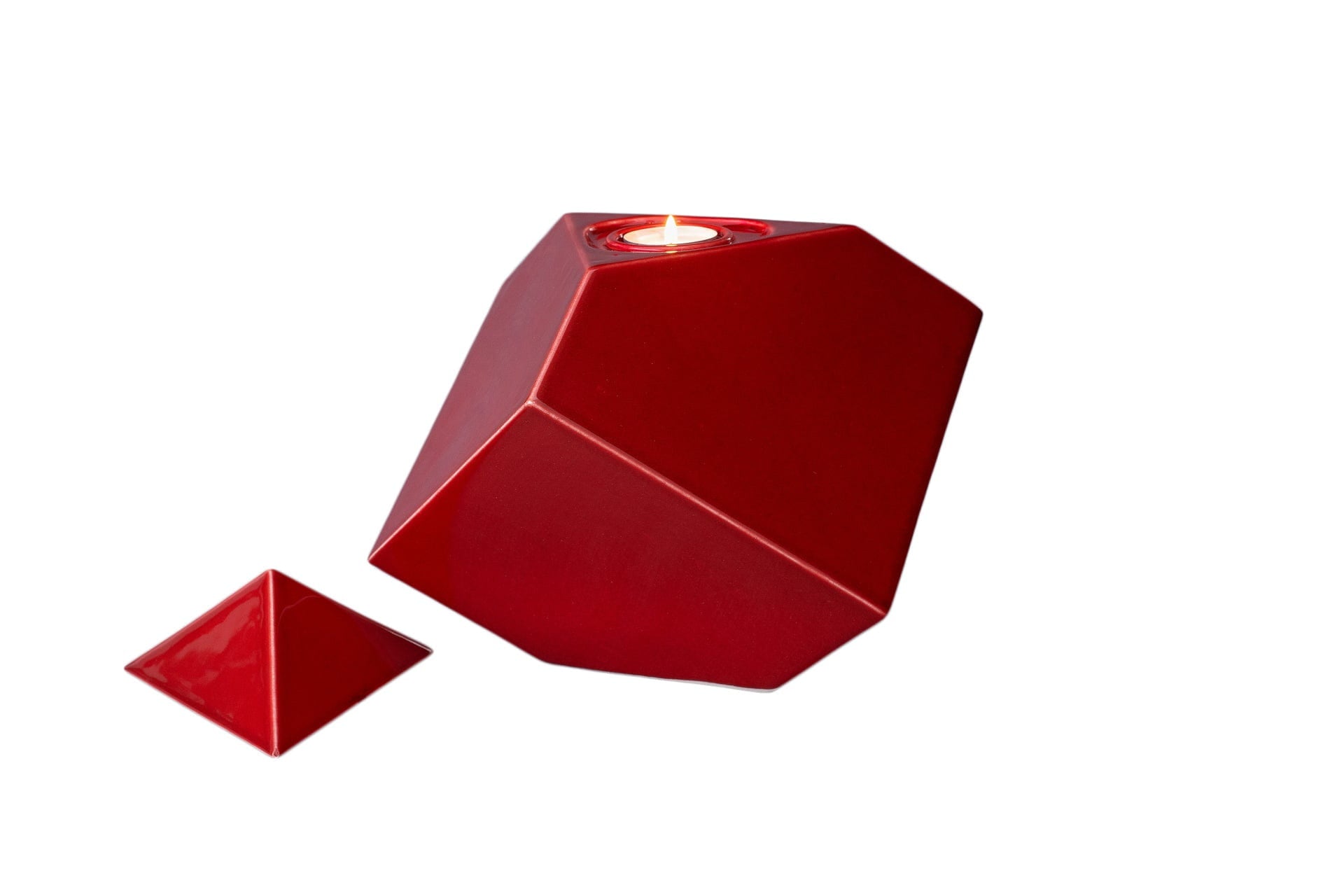 Abstract Handmade Cremation Urn for Ashes - Large | Red | Ceramic - Pulvis Art Urns