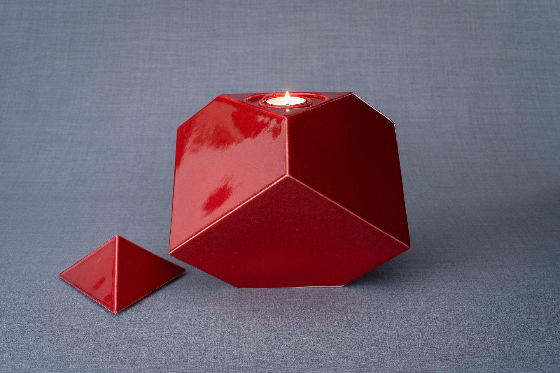 Abstract Handmade Cremation Urn for Ashes - Large | Red | Ceramic - Pulvis Art Urns