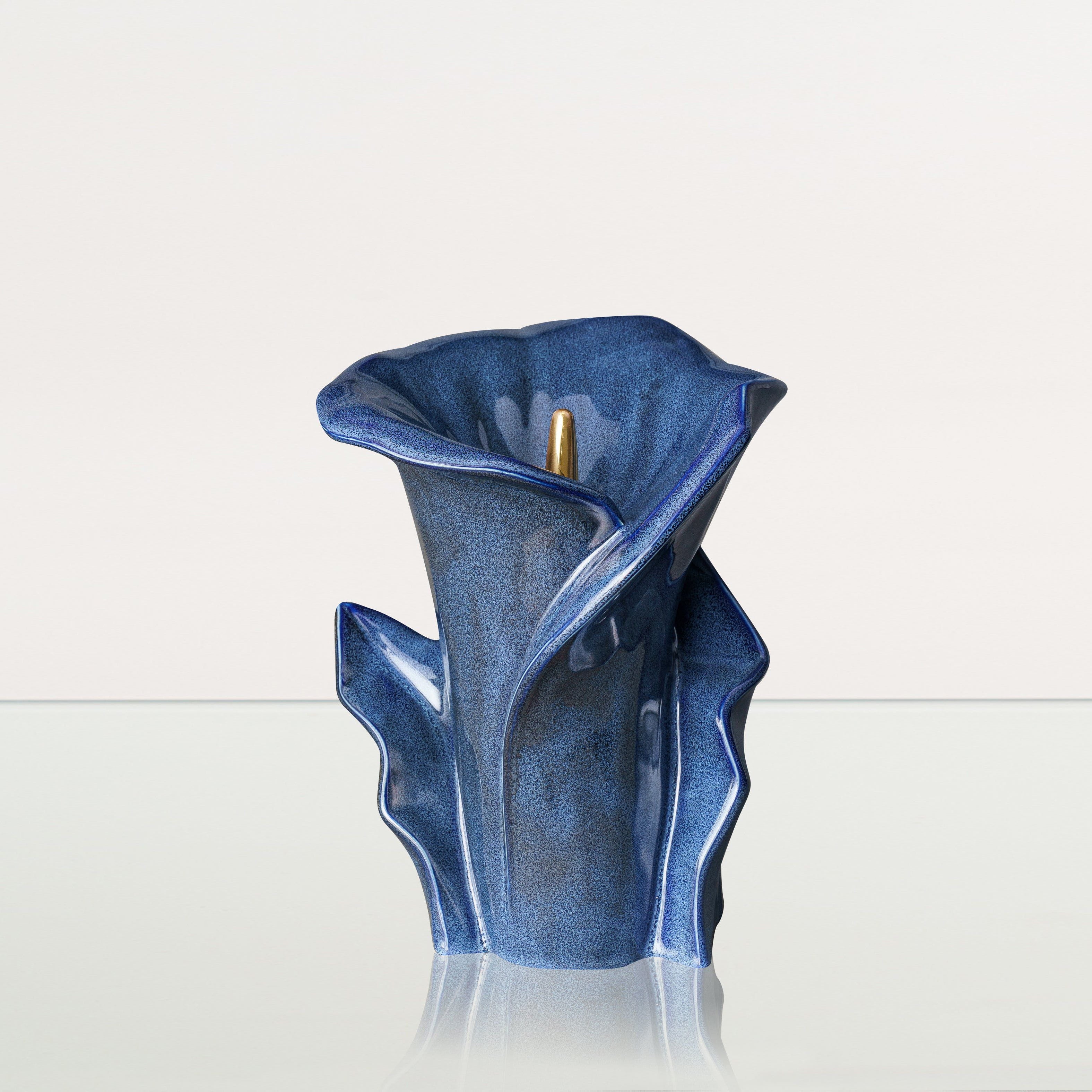 Calla Flower Memorial Urn for Ashes - Medium Urn | Blue Melange - Pulvis Art Urns