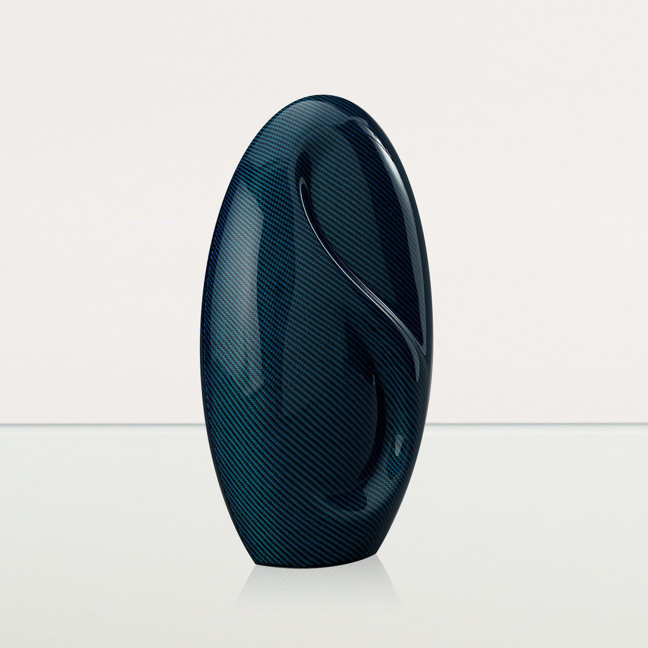 Carbon Fiber Cremation Urn "Eternity" - Twill Weave Carbon | Blue Urn - Pulvis Art Urns