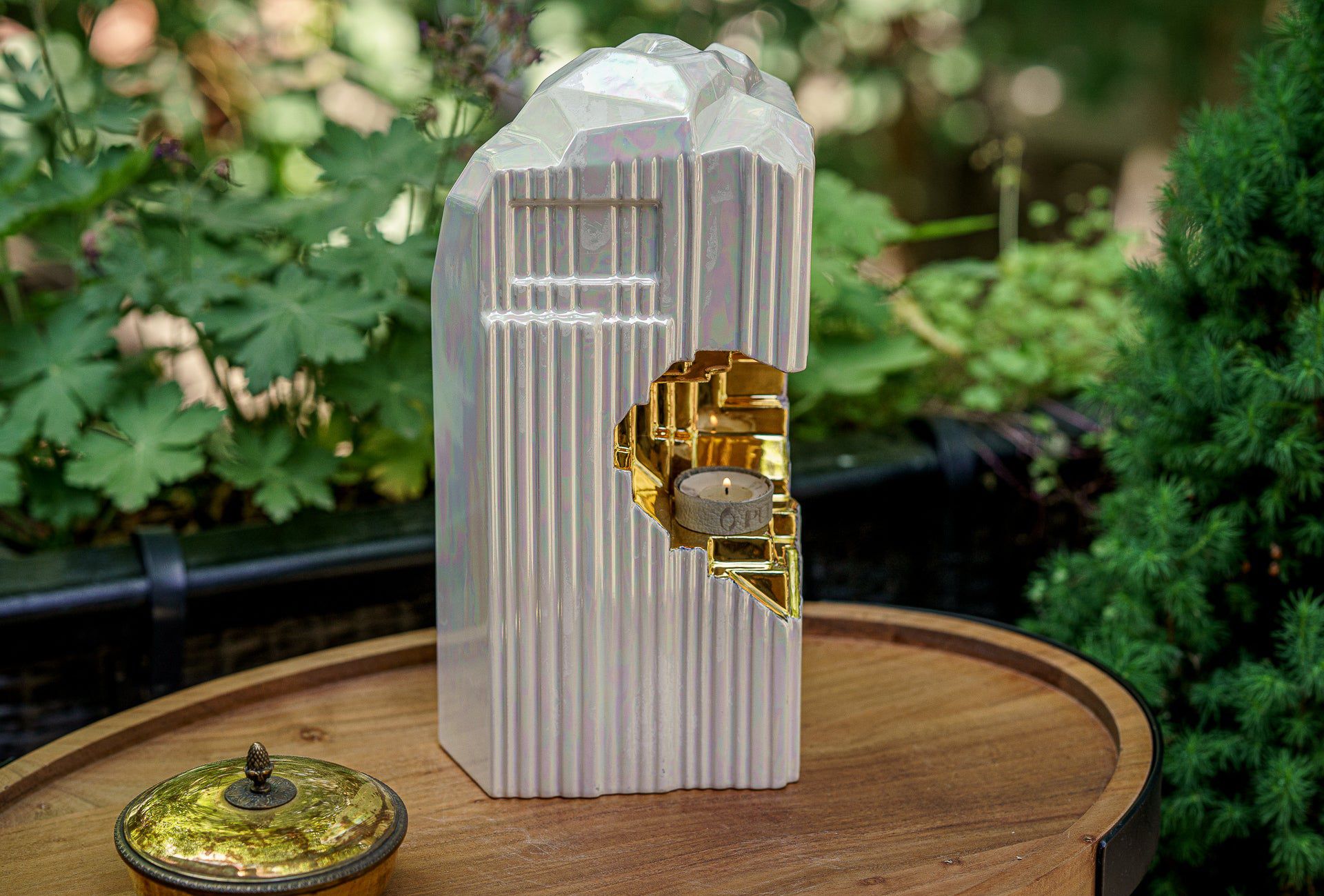 Cremation Candle Urn for Ashes "Heart" - Large | Pearly White | Ceramic Urn - Pulvis Art Urns