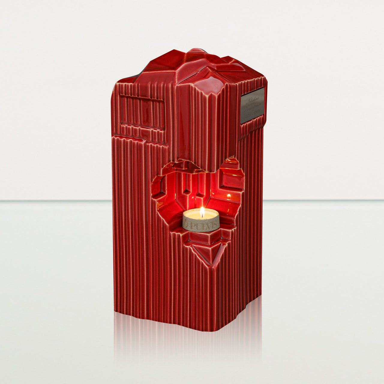 Cremation Candle Urn for Ashes "Heart" - Large | Red | Ceramic Urn - Pulvis Art Urns