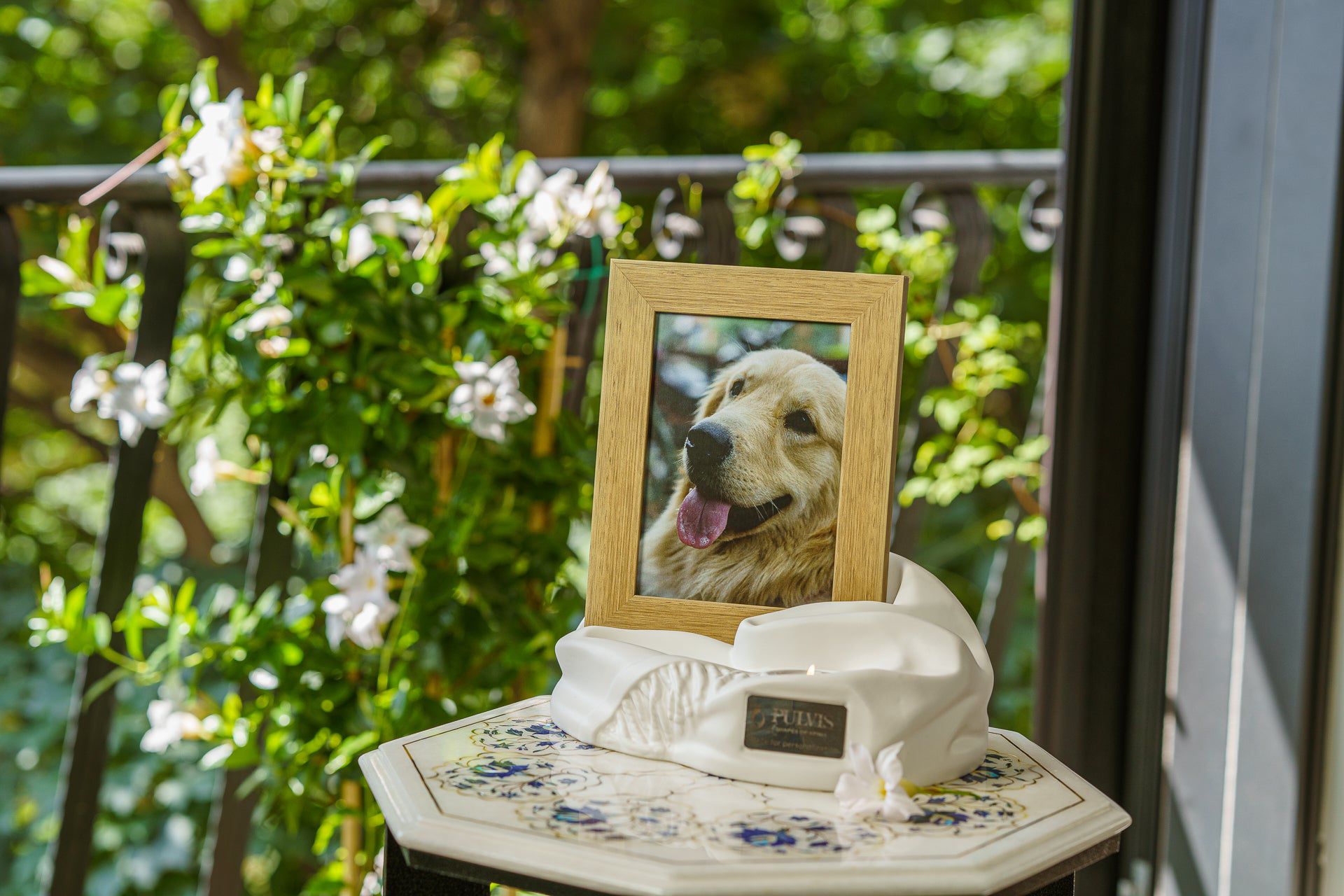 Cremation Urn "Cozy" - White Matte | Ceramic Picture Frame Urn - Pulvis Art Urns