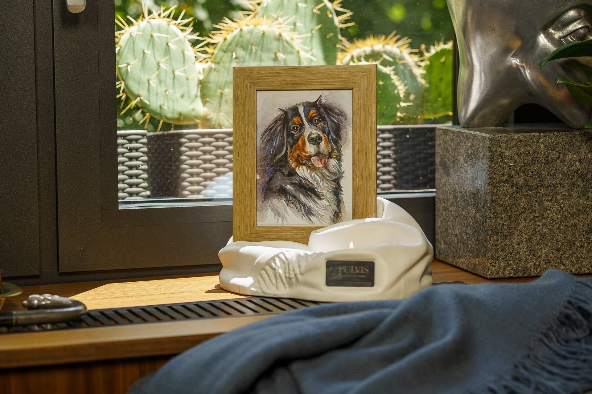 Cremation Urn "Cozy" - White Matte | Ceramic Picture Frame Urn - Pulvis Art Urns