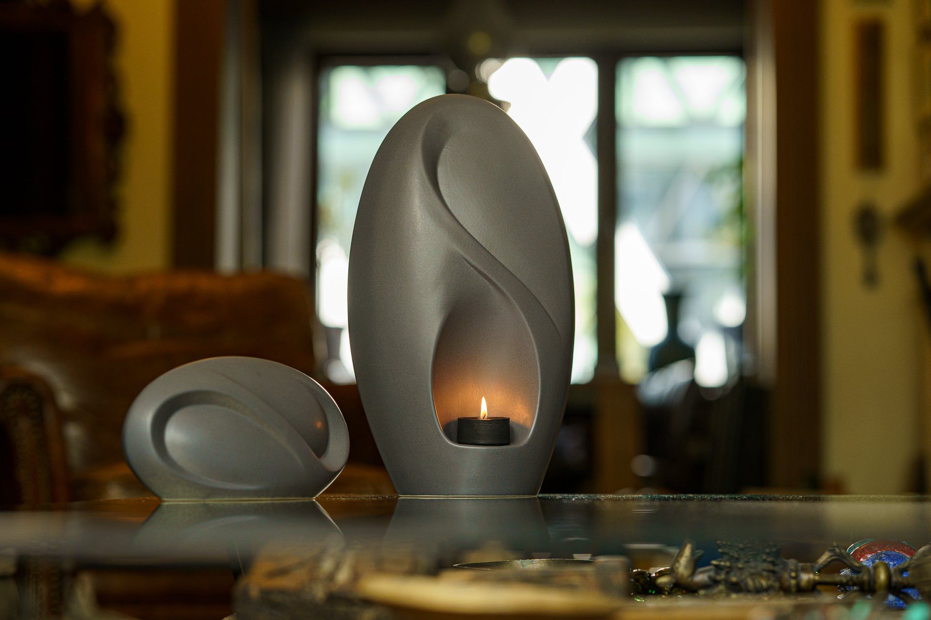 Eternity Handmade Cremation Urn for Ashes - Large Urn | Grey Matte | Ceramic - Pulvis Art Urns
