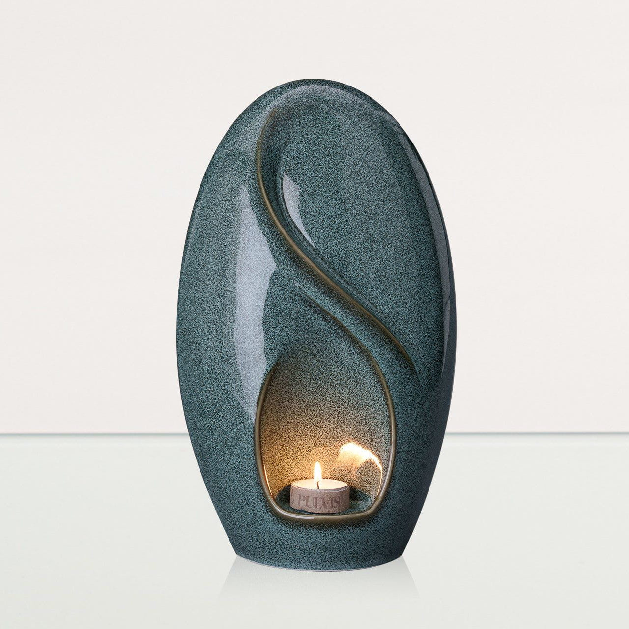 Eternity Handmade Cremation Urn for Ashes - Large Urn | Oily Green Melange - Pulvis Art Urns