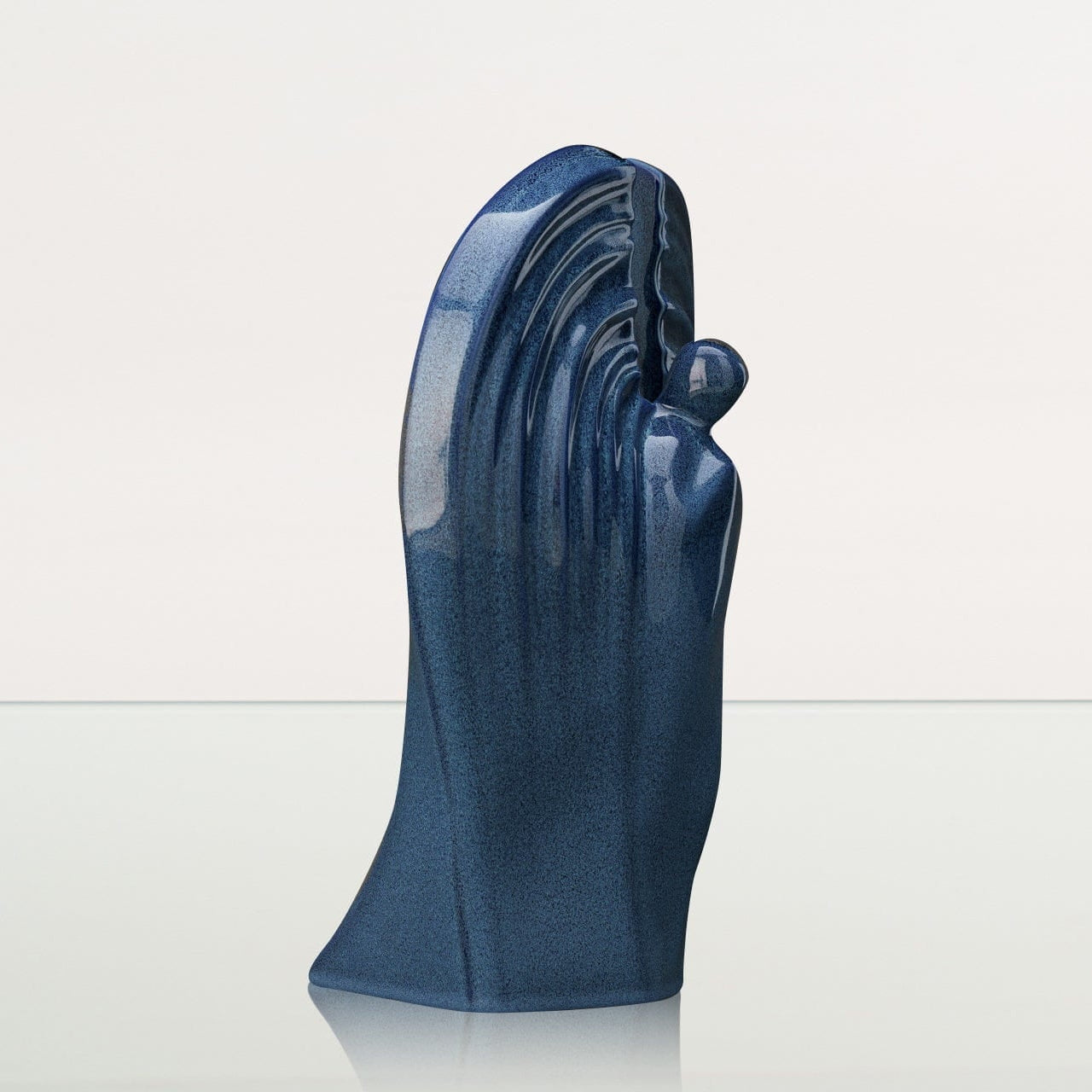 Guardian Handmade Cremation Urn for Ashes - Large | Blue Melange | Ceramic Urn - Pulvis Art Urns
