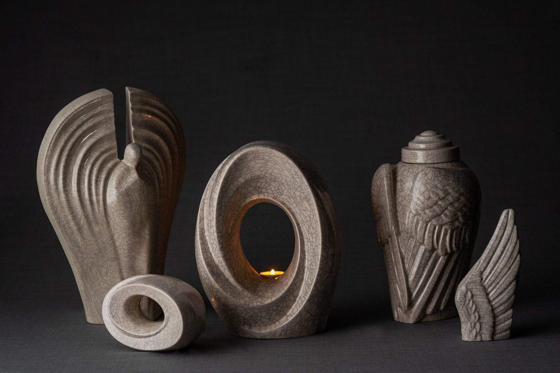 Guardian Handmade Cremation Urn for Ashes - Large | Craquelure | Ceramic Urn - Pulvis Art Urns