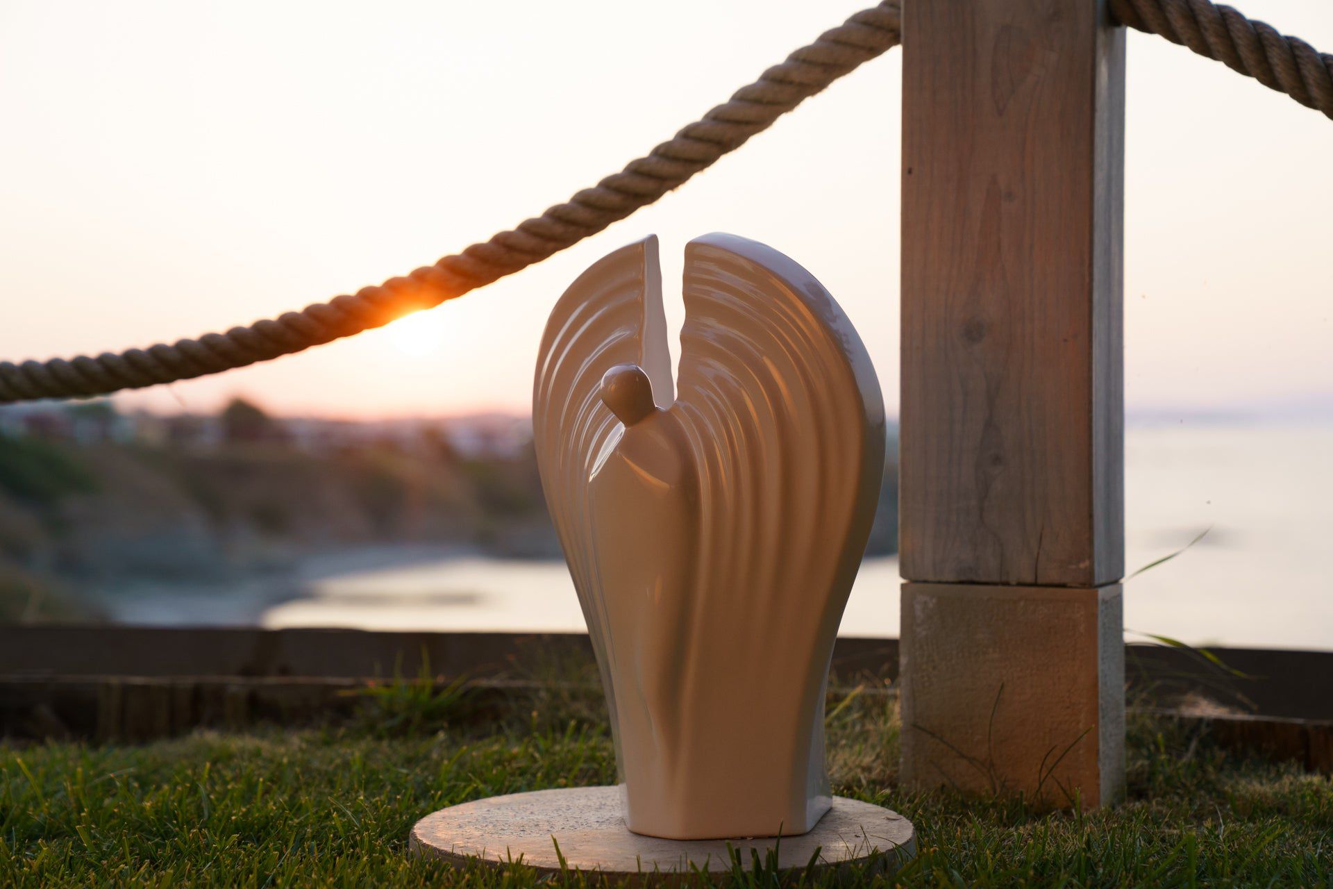 Guardian Handmade Cremation Urn for Ashes - Large | White | Ceramic Urn - Pulvis Art Urns