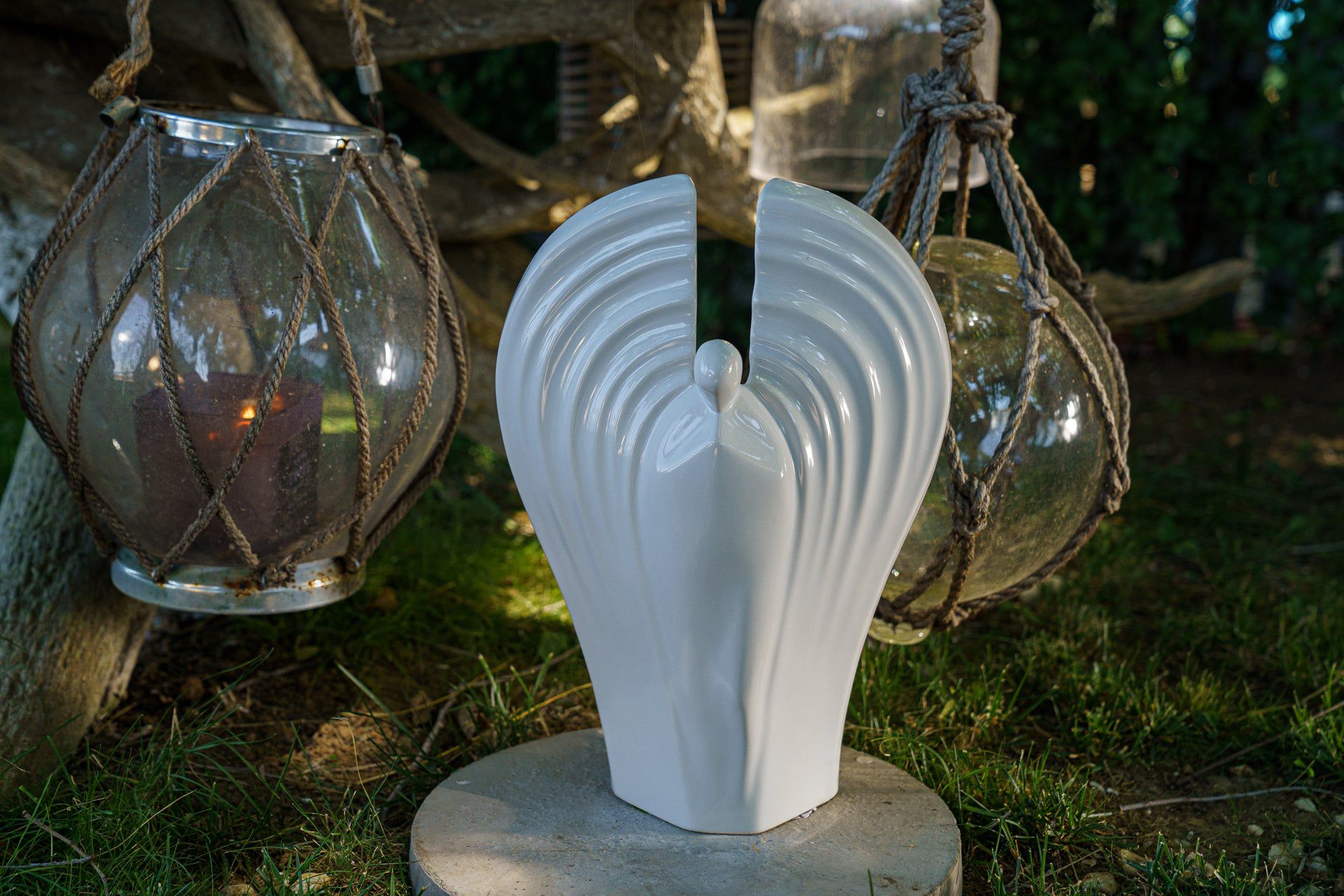 Guardian Handmade Cremation Urn for Ashes - Large | White | Ceramic Urn - Pulvis Art Urns