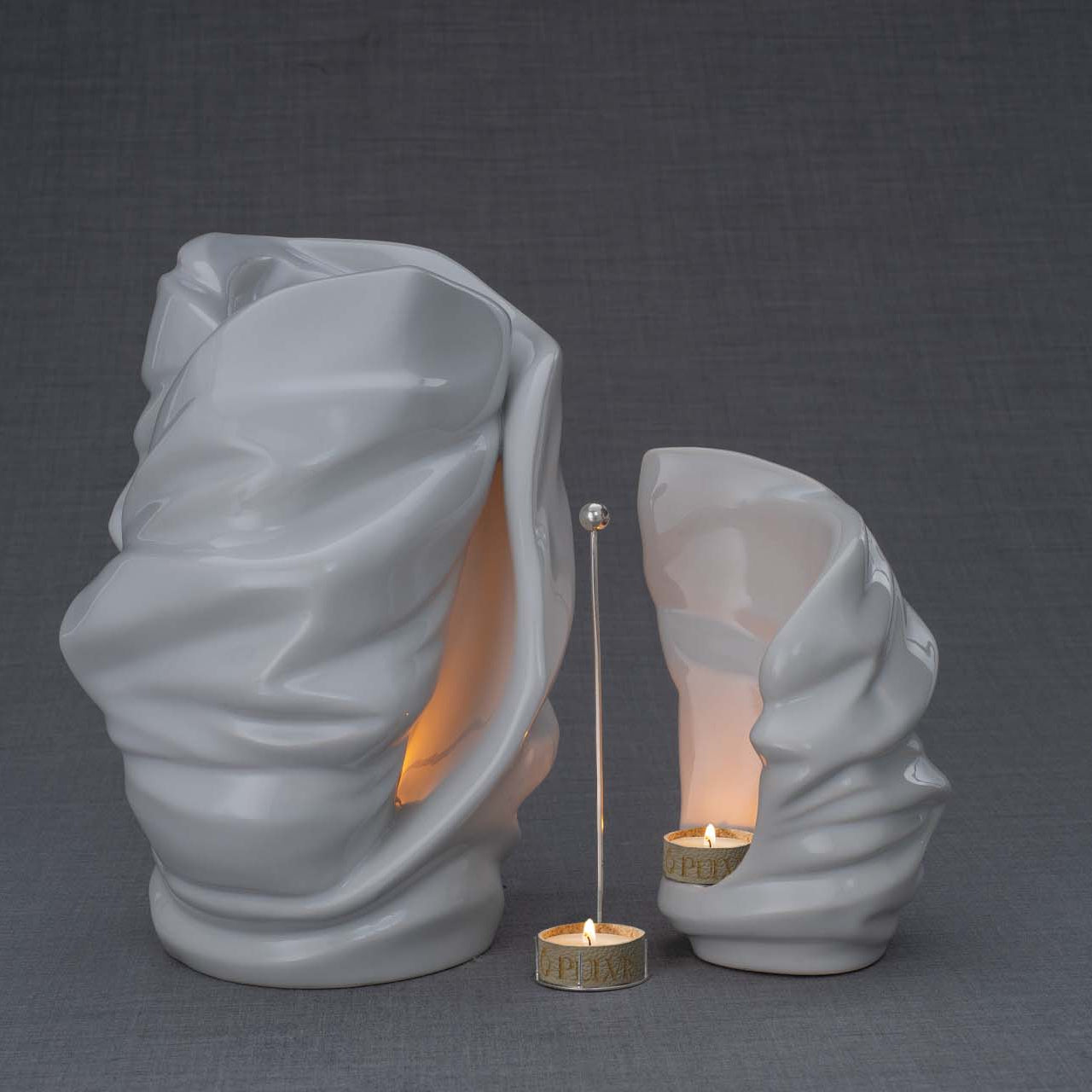 Handmade Cremation Urn for Ashes "Light" - Large | White | Ceramic Art Urn - Pulvis Art Urns