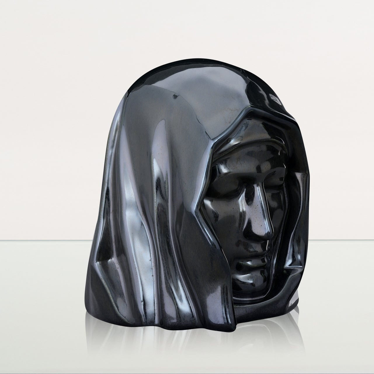 Handmade Cremation Urn for Ashes "The Holy Mother" - Large | Black Gloss | Ceramic - Pulvis Art Urns