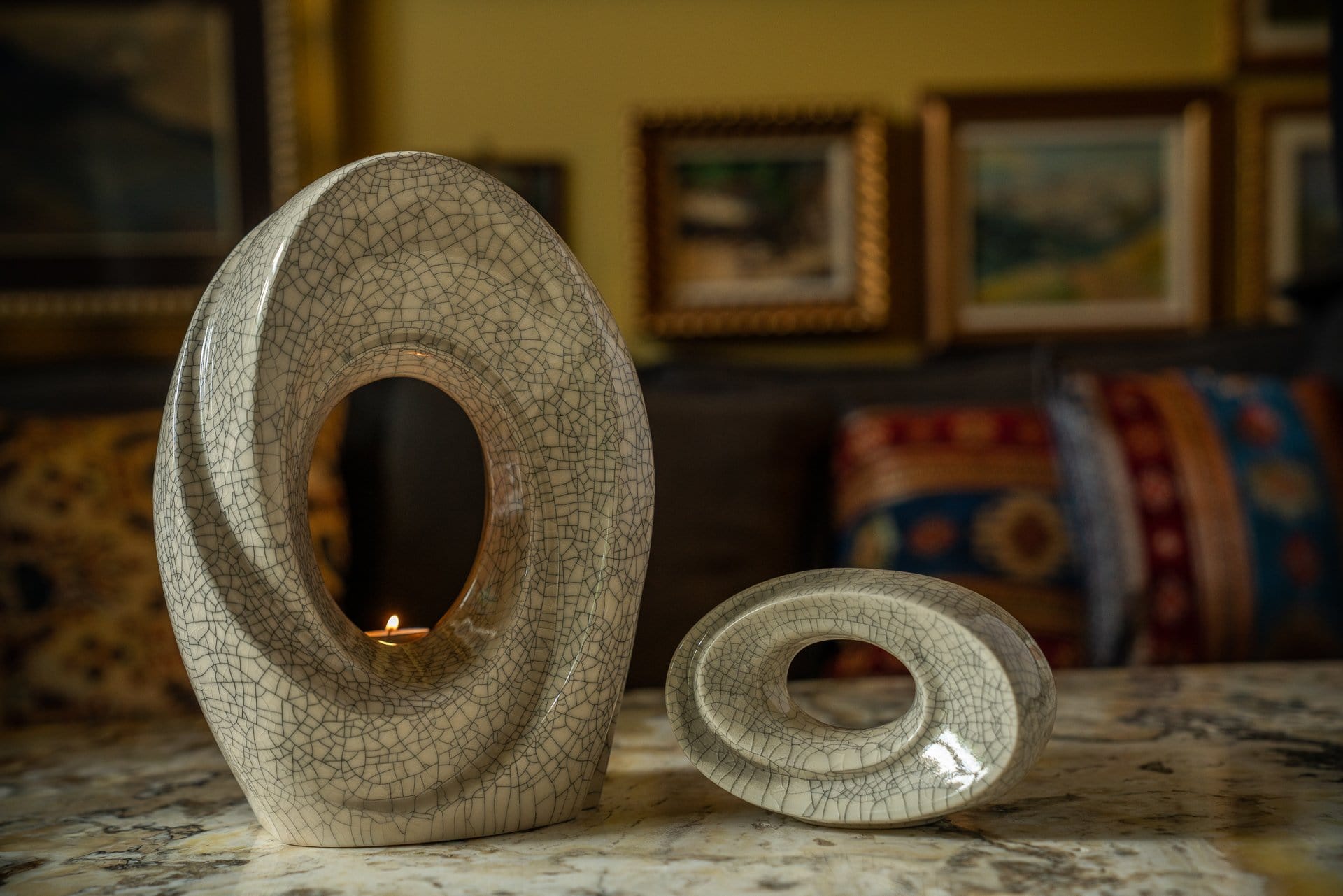 Handmade Cremation Urn for Ashes "The Passage" - Large Urn | Off-white | Ceramic - Pulvis Art Urns