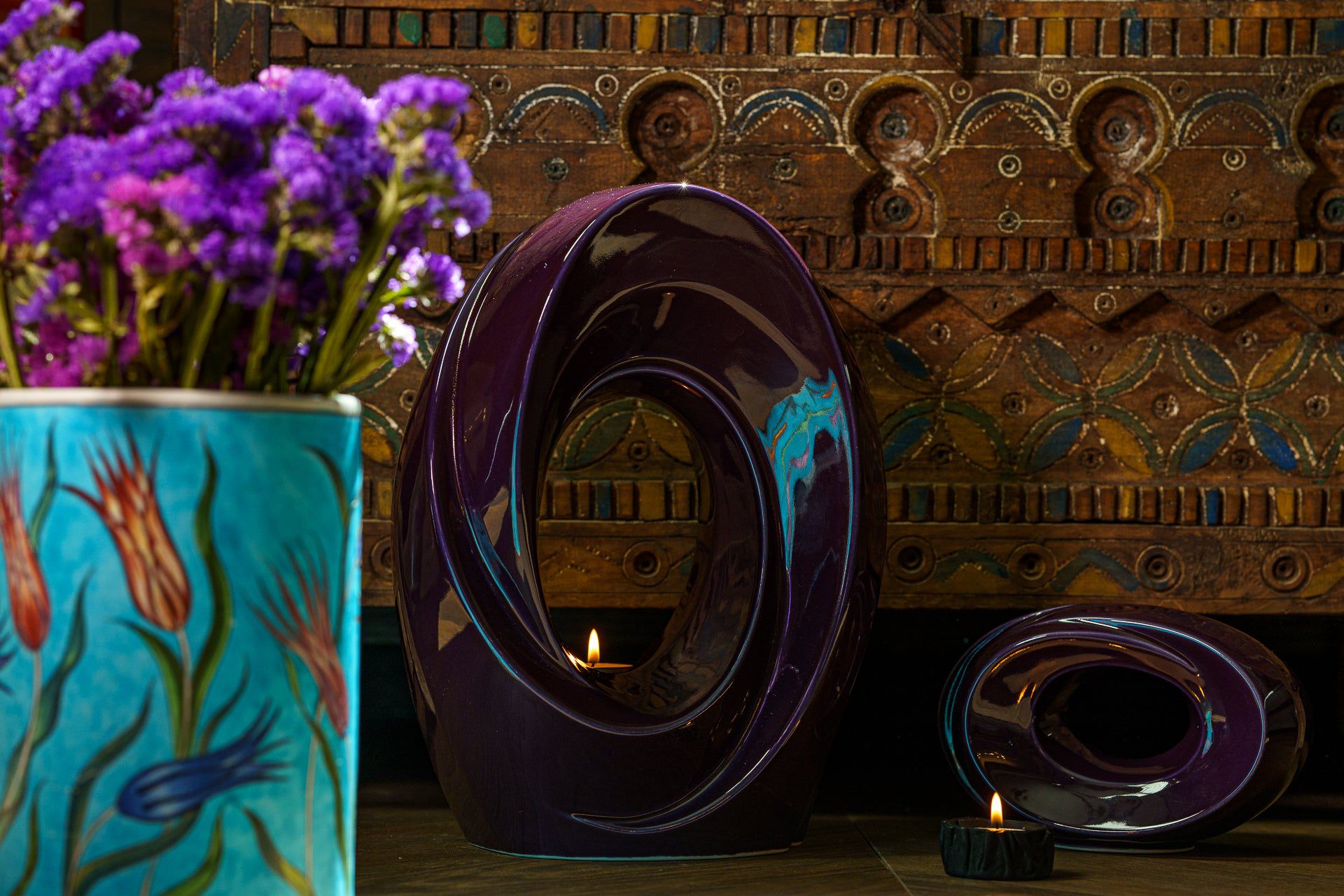Handmade Cremation Urn for Ashes "The Passage" - Large Urn | Violet | Ceramic - Pulvis Art Urns