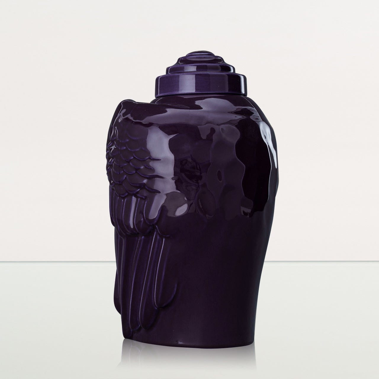 Handmade Cremation Urn for Ashes "Wings" - Large | Violet | Ceramic Urn - Pulvis Art Urns