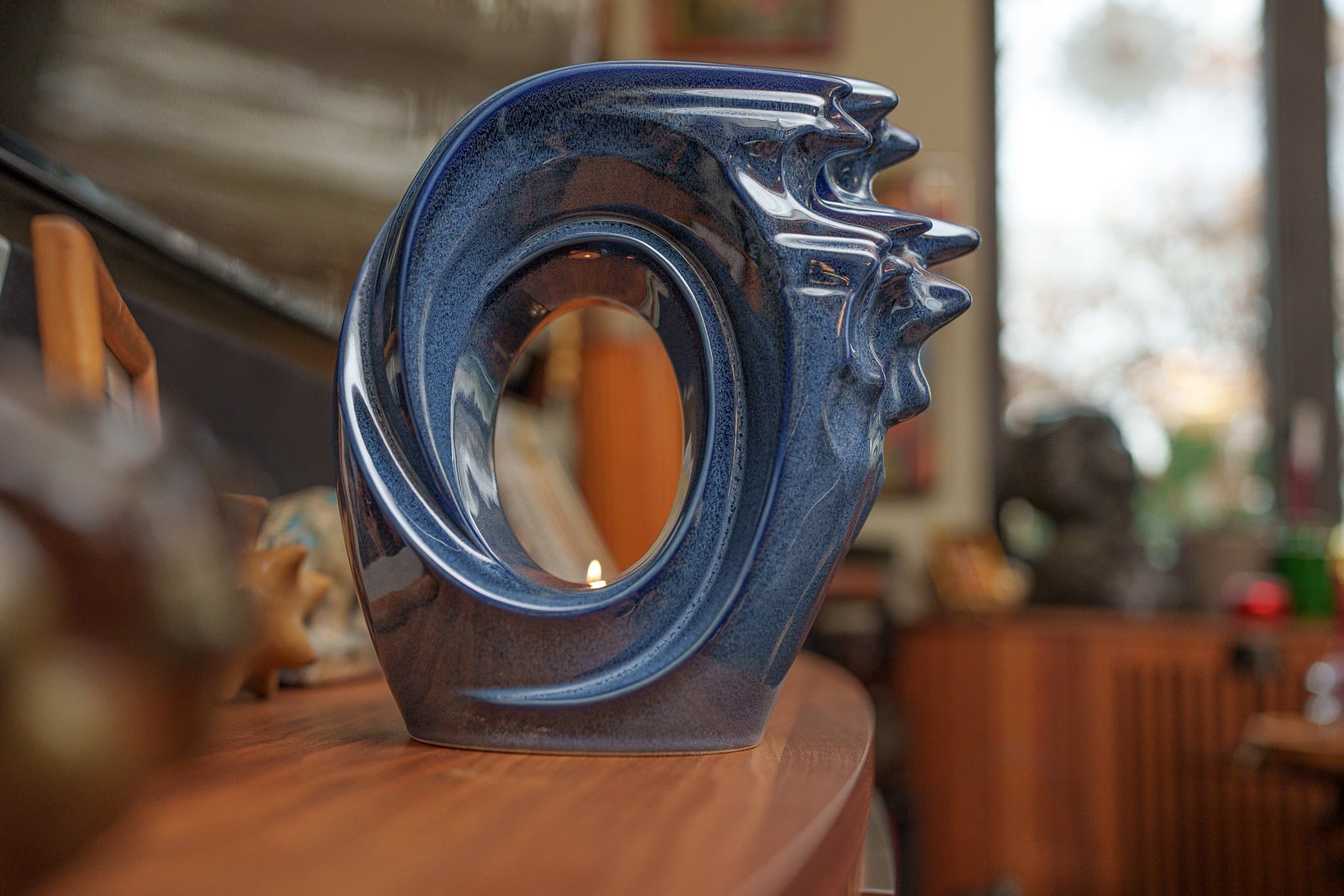 Pulvis Art Urns Adult Size Urn Handmade Cremation Urn "Zephyr" - Adult Ceramic Urn | Blue Melange