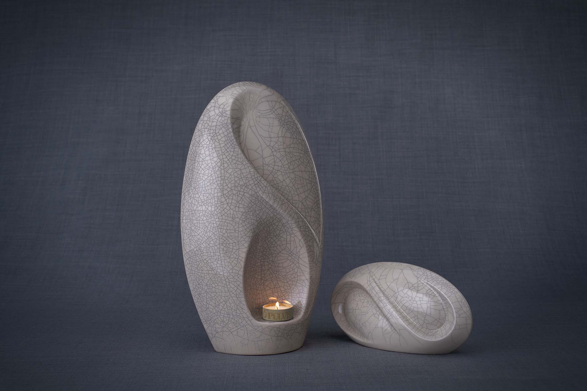 Set Of Ceramic Art Urns for Ashes "Eternity" - (Large urn + Keepsake) - Pulvis Art Urns