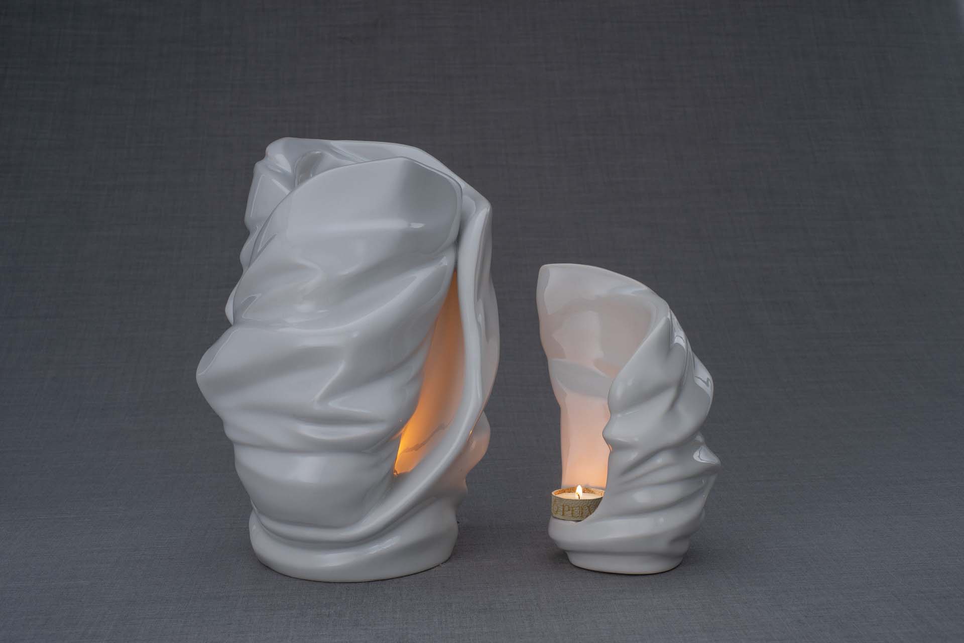 Set Of Ceramic Art Urns for Ashes "Light" - (Large urn + Keepsake) - Pulvis Art Urns