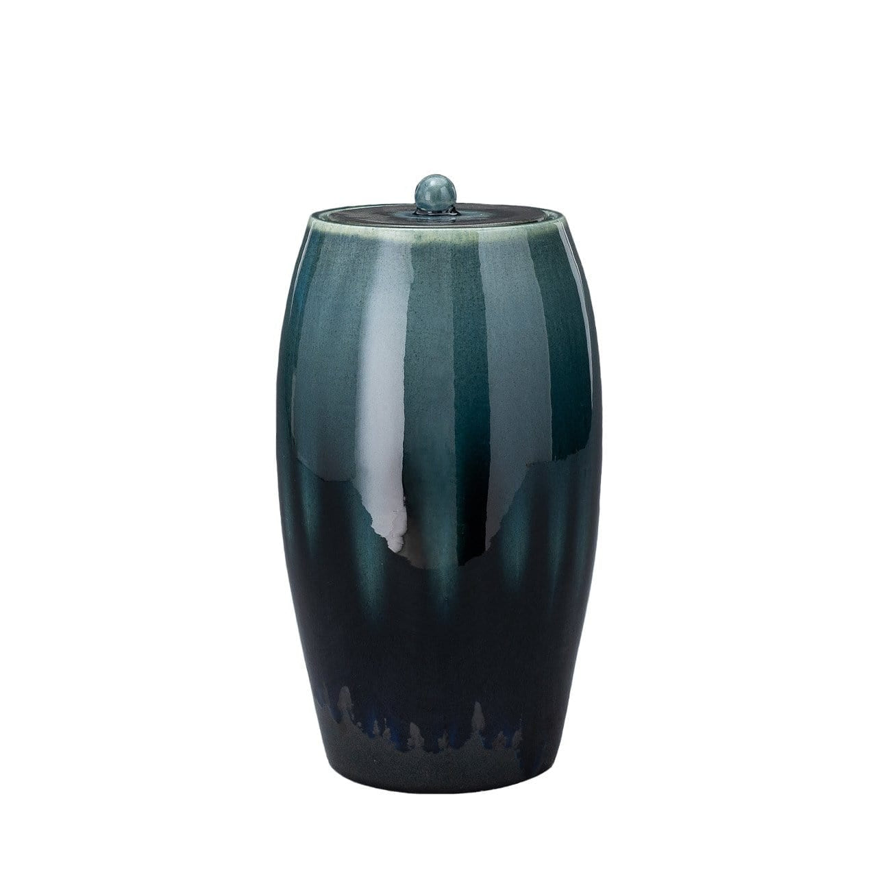 Pottery Wheel Urn for Ashes "Memory" - Large | Green blend | Ceramic - Pulvis Art Urns