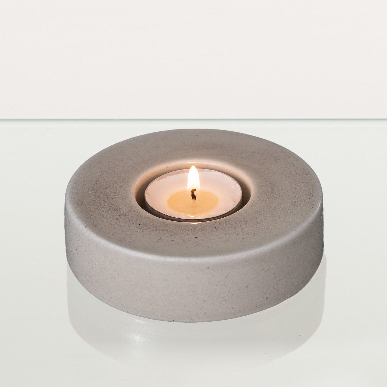 Caleo Handmade Candleholder for Cremation Urns - Beige Grey | Ceramic - Pulvis Art Urns