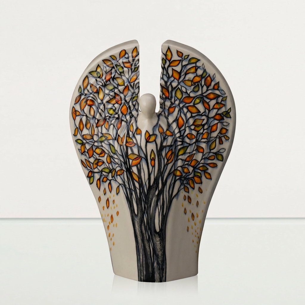 Hand Decorated Urn for Ashes "Guardian - Autumn" - Large Urn | Ceramic - Pulvis Art Urns