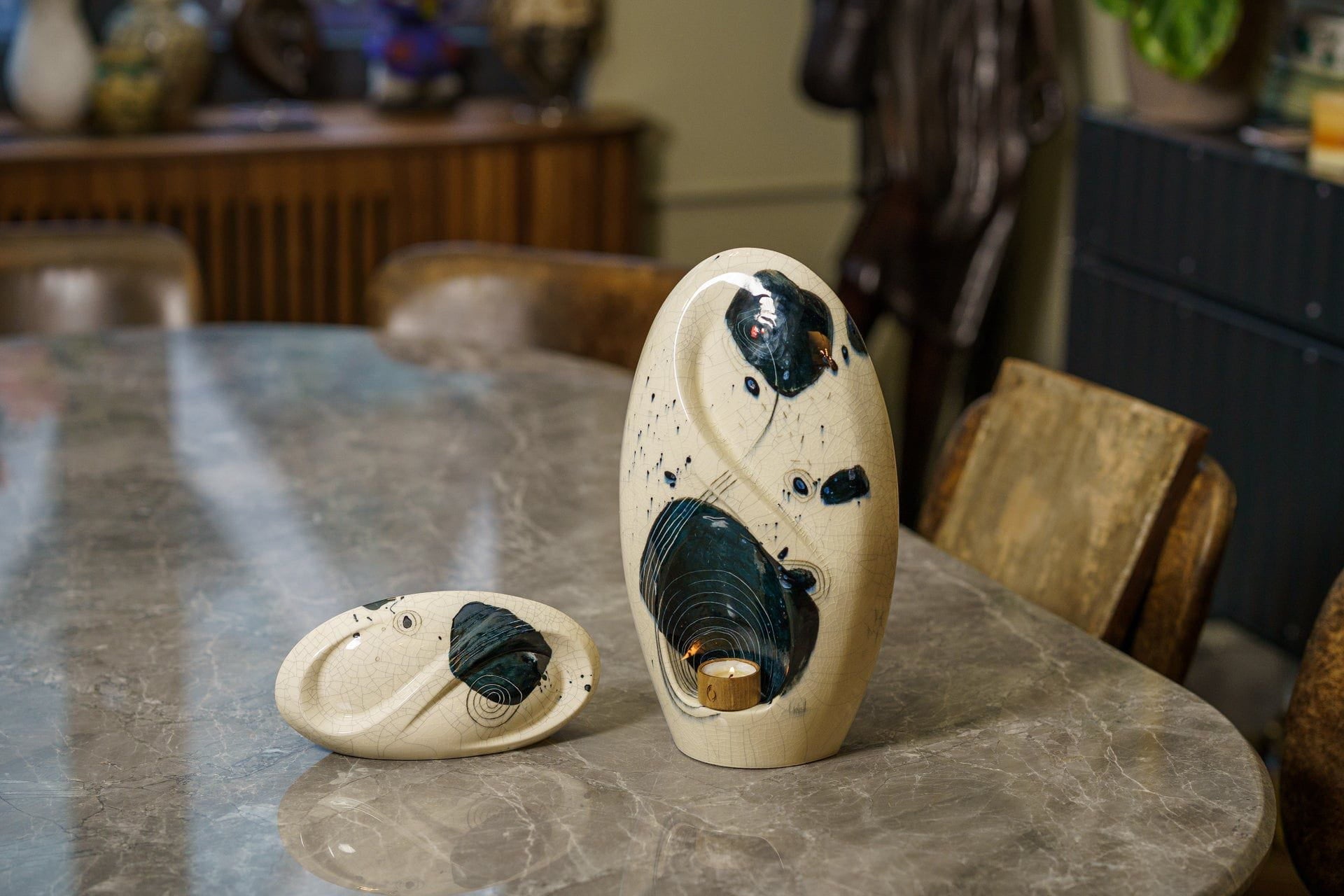 Handmade Decorated Eternity Urn "Galaxy" - Large | Ceramic Urn - Pulvis Art Urns