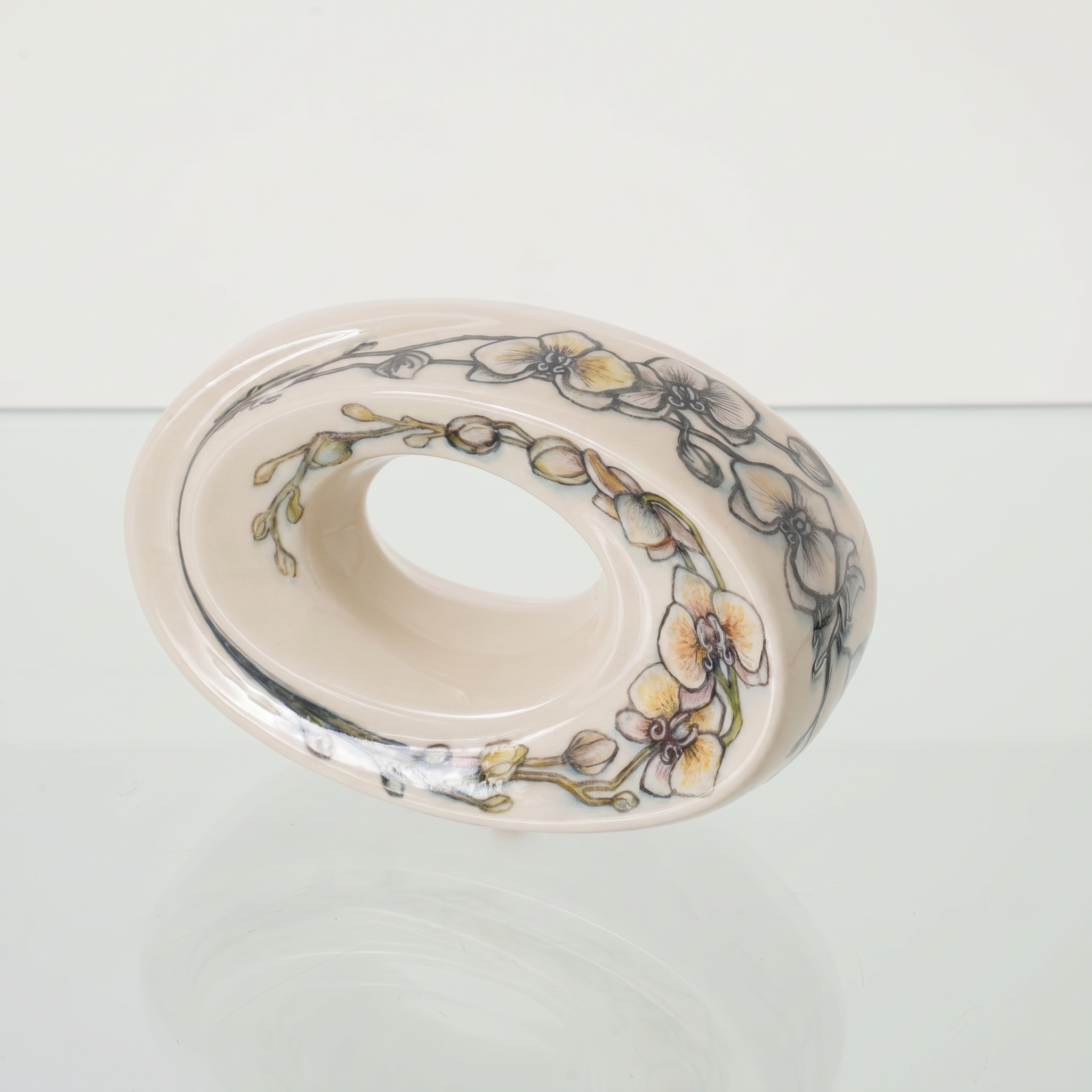 Handmade Decorated Keepsake "The Passage - Orchids" | Ceramic - Pulvis Art Urns