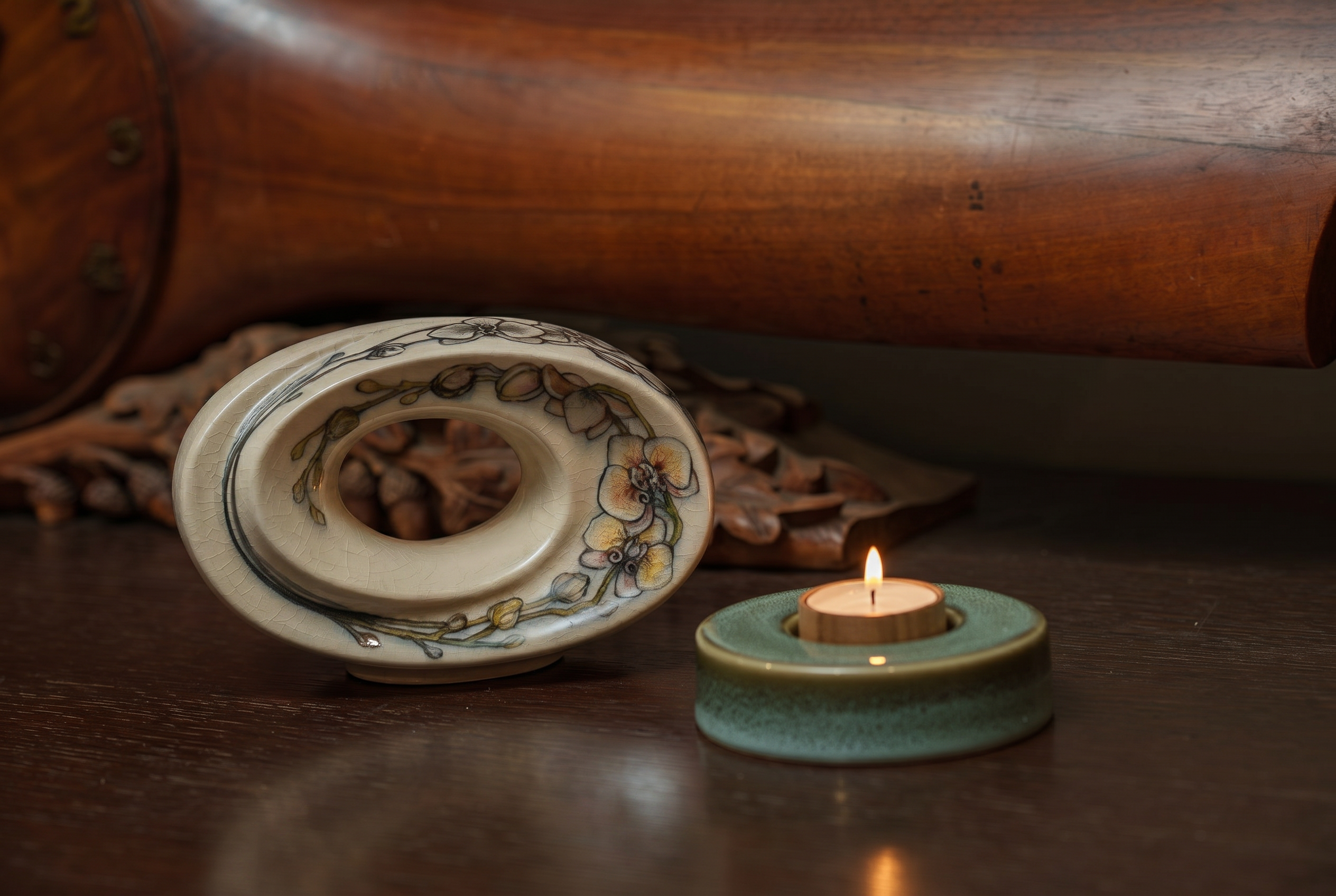 Handmade Decorated Keepsake "The Passage - Orchids" | Ceramic - Pulvis Art Urns