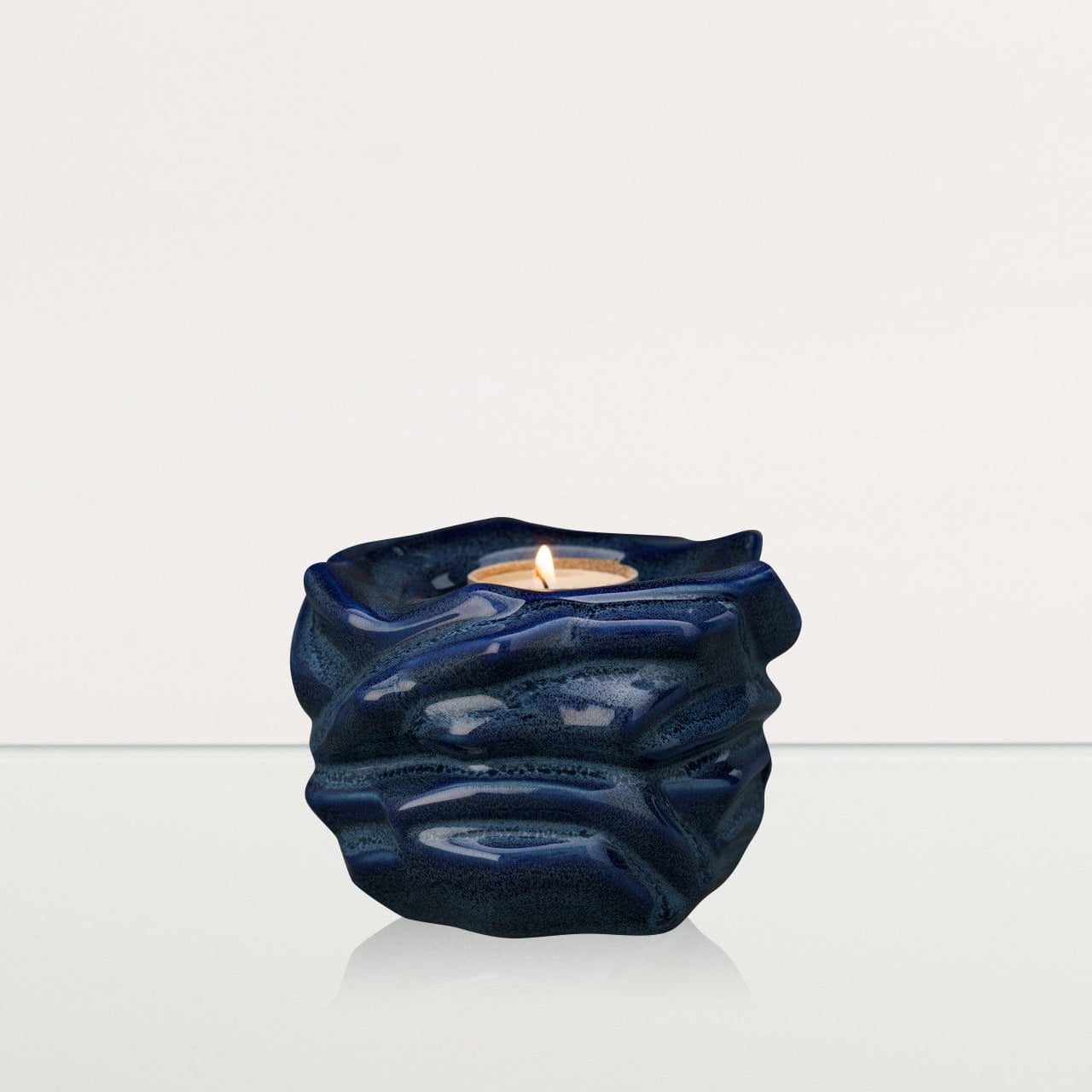 Candleholder Keepsake Urn For Ashes | Blue Melange | Ceramic Keepsake - Pulvis Art Urns