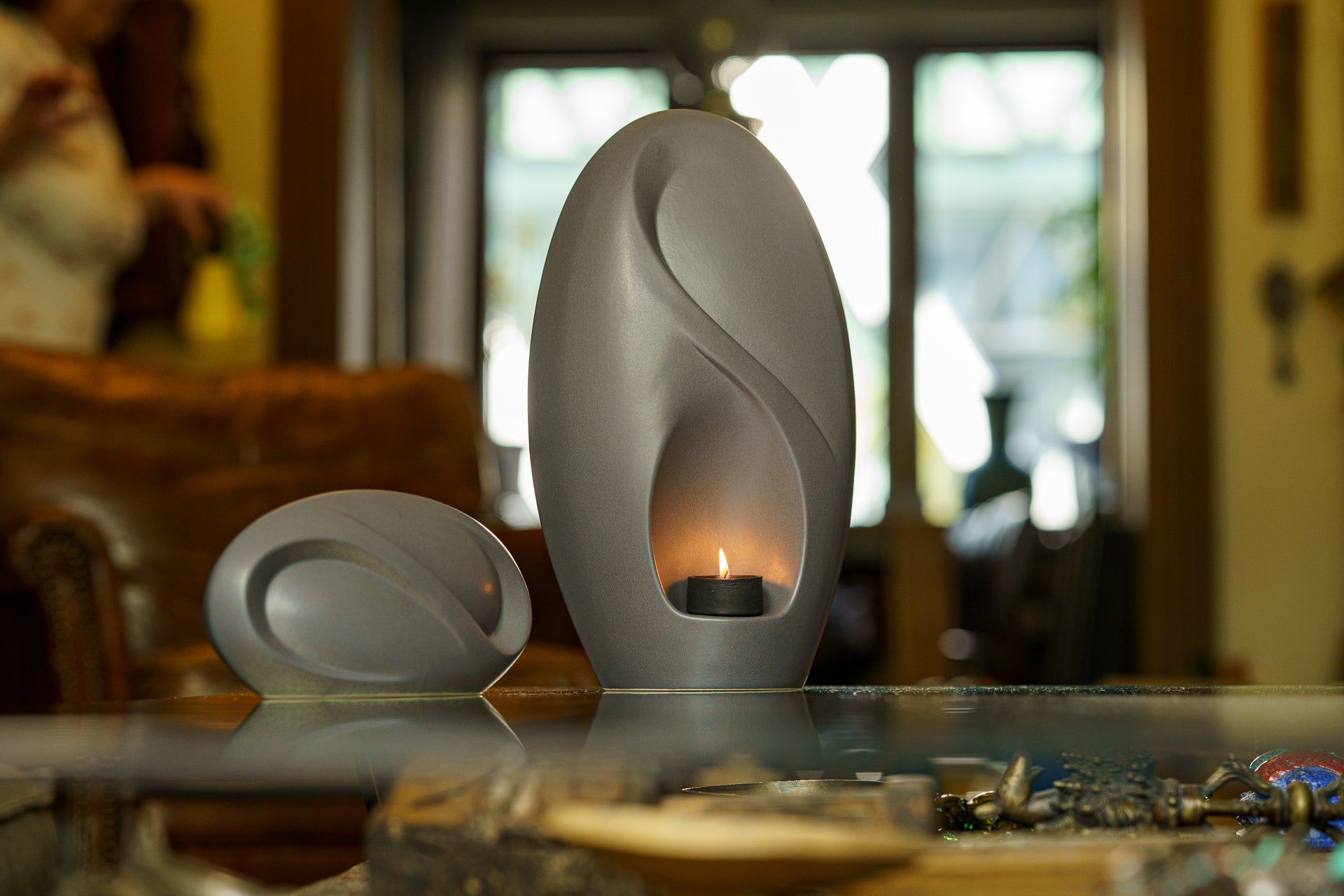 Eternity Handmade Cremation Keepsake Urn - Small Urn | Gray Matte | Ceramic - Pulvis Art Urns