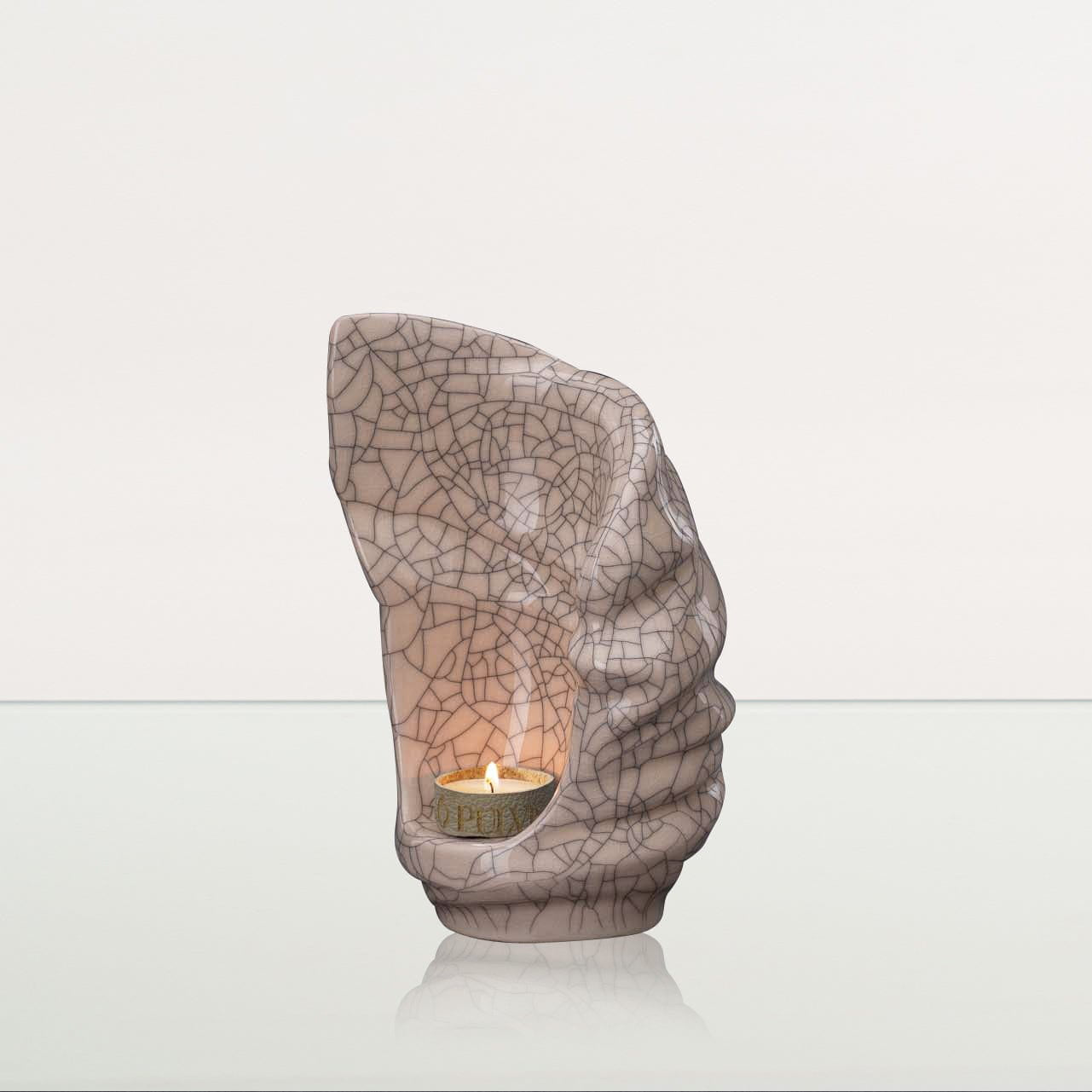Handmade Cremation Keepsake Urn "Light" - Small Urn | Craquelure | Ceramic - Pulvis Art Urns
