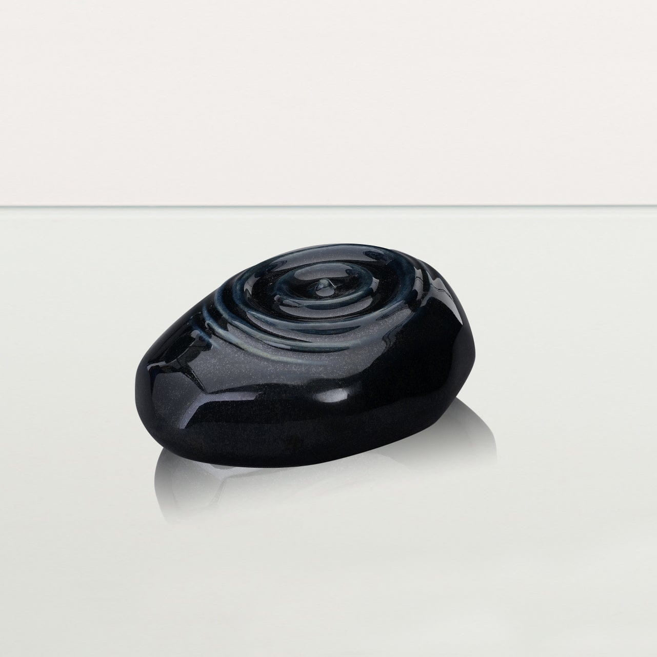 Handmade Cremation Keepsake Urn "Resonance" - Small Urn | Black Gloss Melange | Ceramic - Pulvis Art Urns