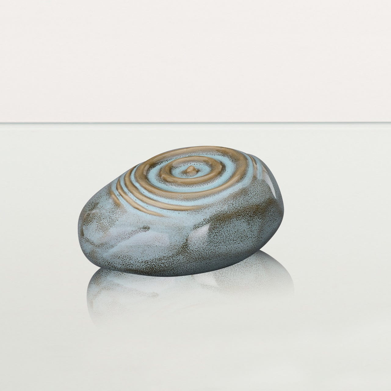 Handmade Cremation Keepsake Urn "Resonance" - Small Urn | Oily Green Melange | Ceramic - Pulvis Art Urns