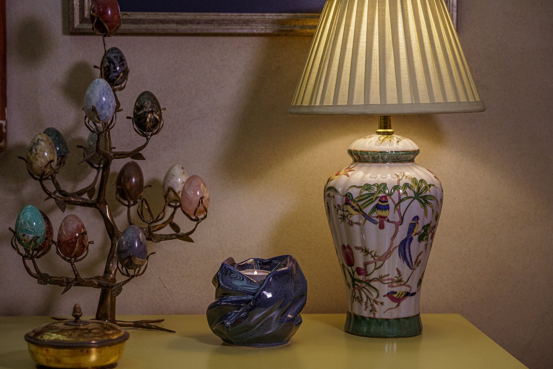 Cremation Keepsake Urn For Ashes With Candle | Blue Melange | Ceramic Urn - Pulvis Art Urns