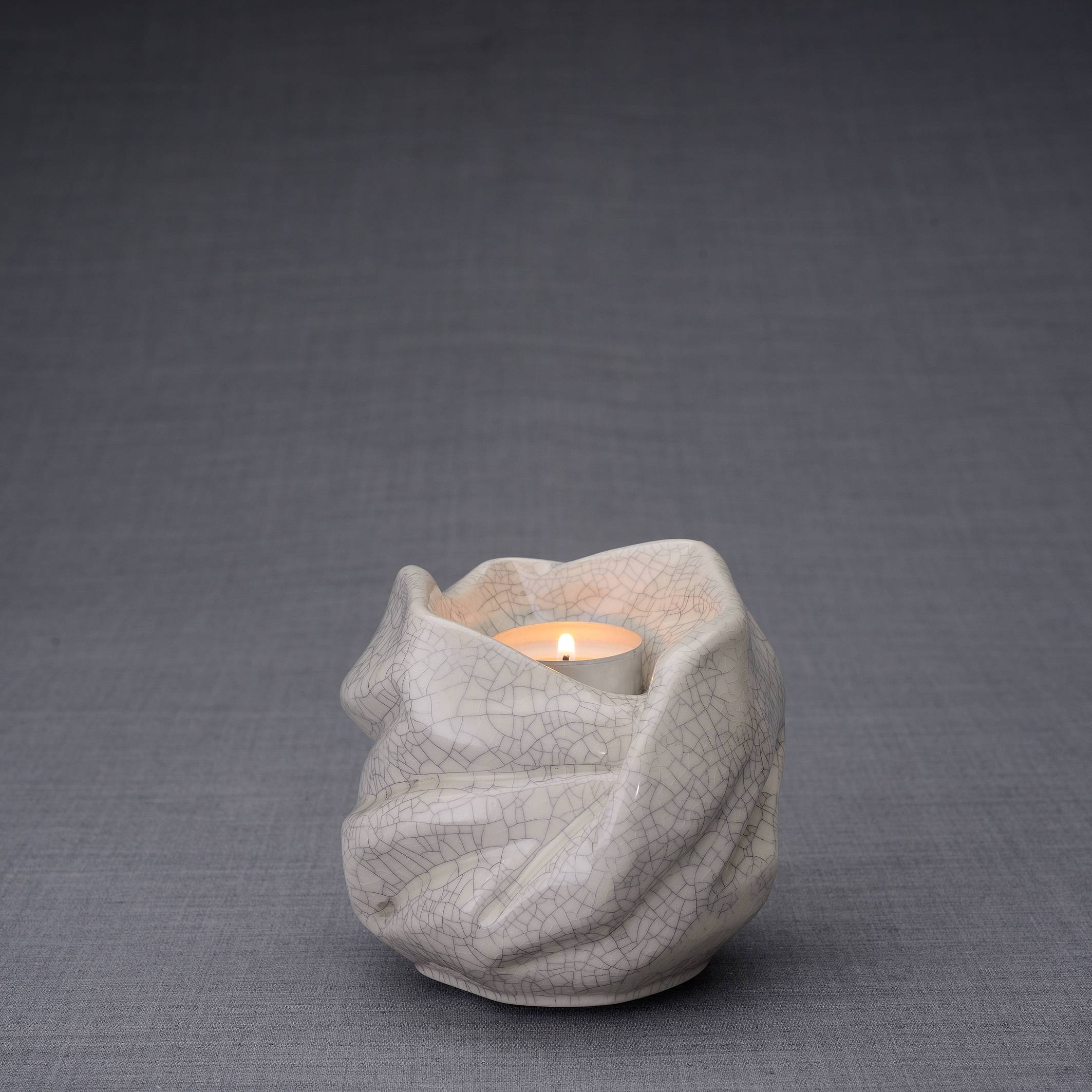 Cremation Keepsake Urn For Ashes With Candle | Craquelure | Ceramic Urn - Pulvis Art Urns
