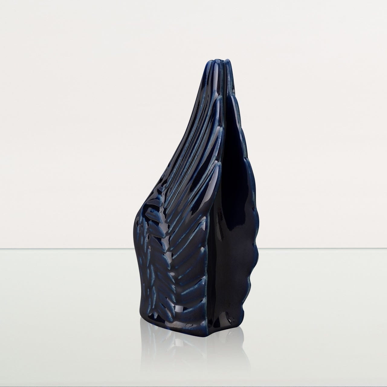 Handmade Cremation Keepsake Urn "Wings" - Small Urn | Cobalt Metallic | Ceramic - Pulvis Art Urns