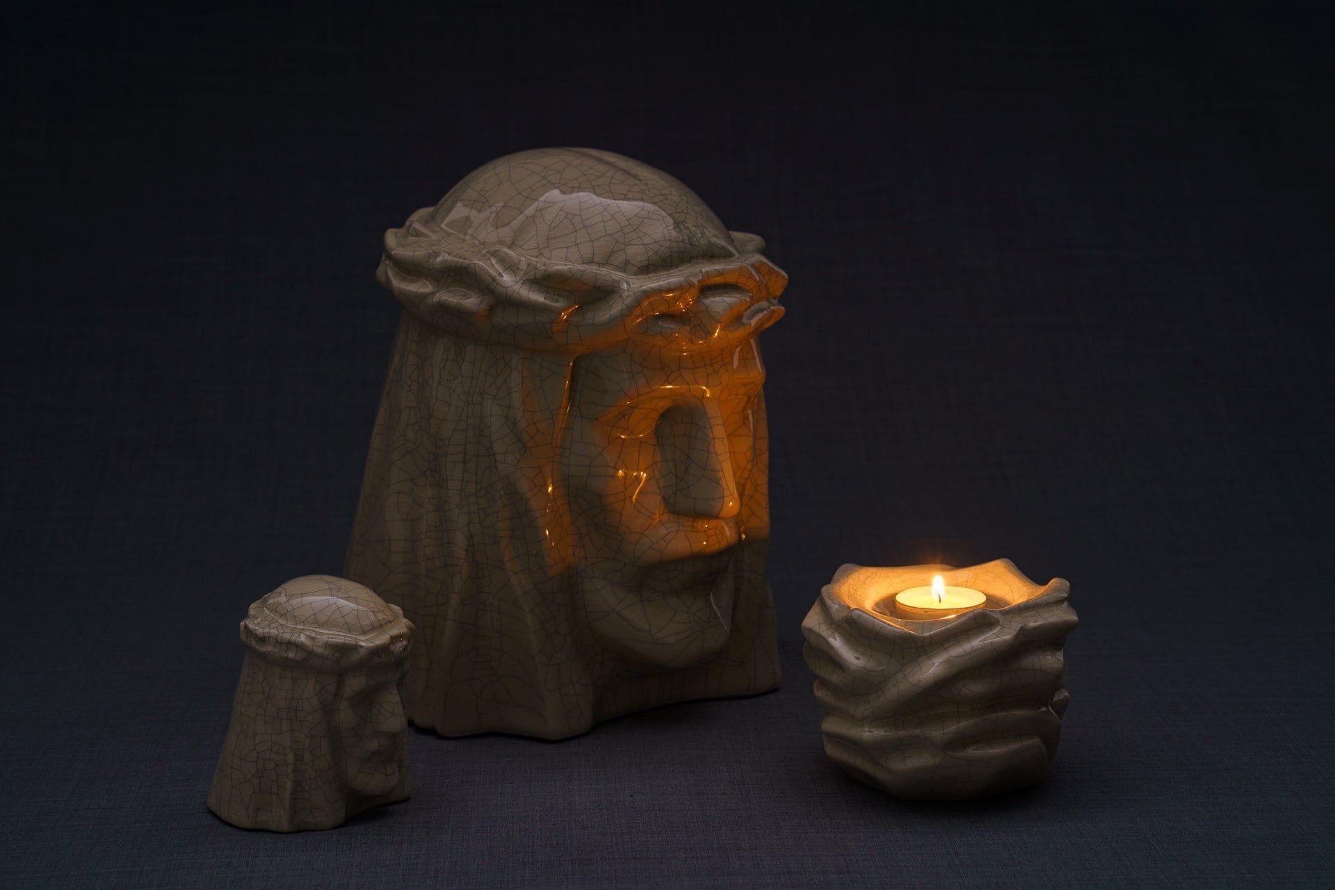 Handmade Mini Keepsake Urn "The Christ" - Light Sand | Ceramic Mini Urn - Pulvis Art Urns