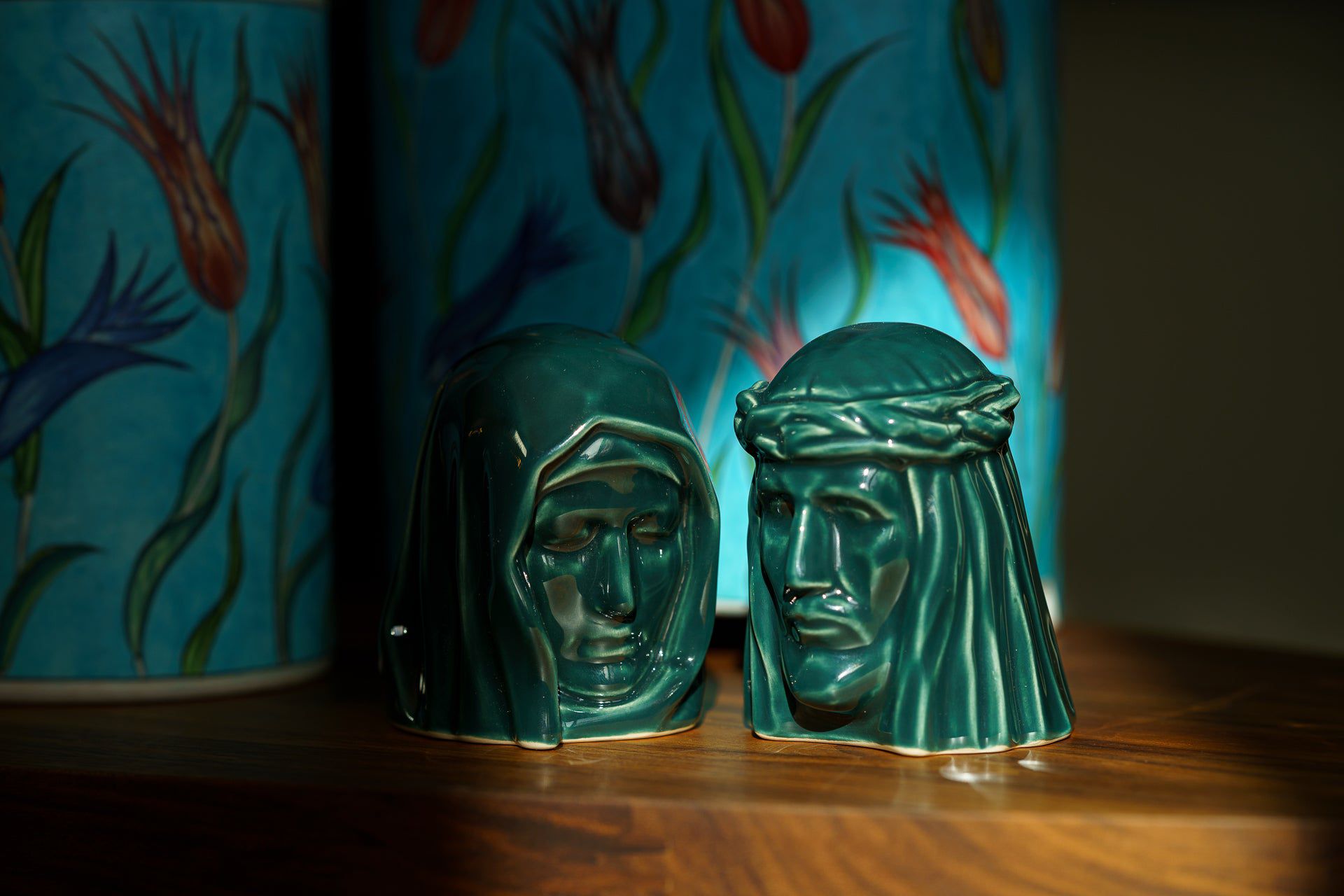 Handmade Mini Keepsake Urn "The Christ" - Oxide Green | Ceramic Mini Urn - Pulvis Art Urns