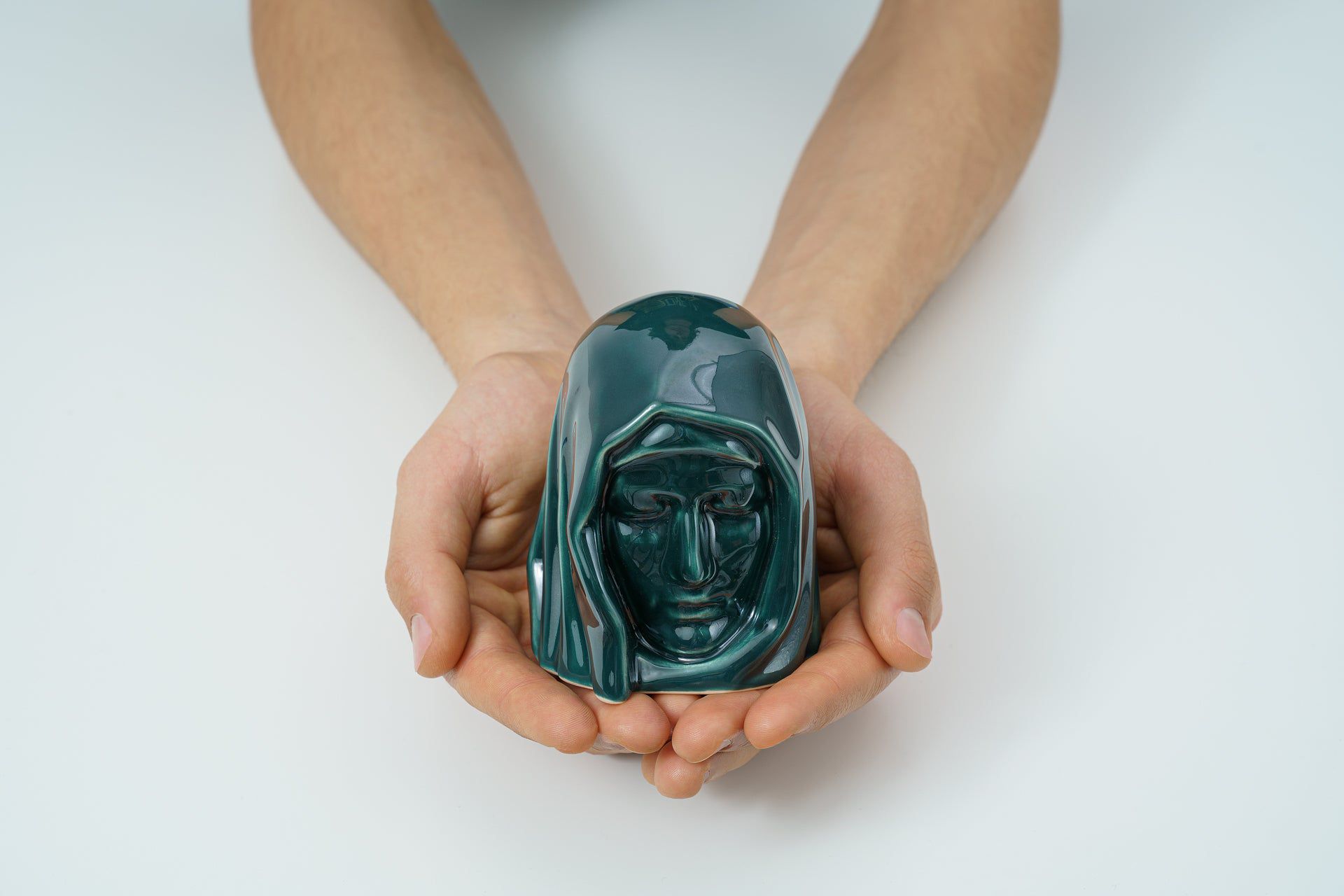Handmade Mini Keepsake Urn "The Holy Mother" - Cobalt Metallic | Ceramic Mini Urn - Pulvis Art Urns