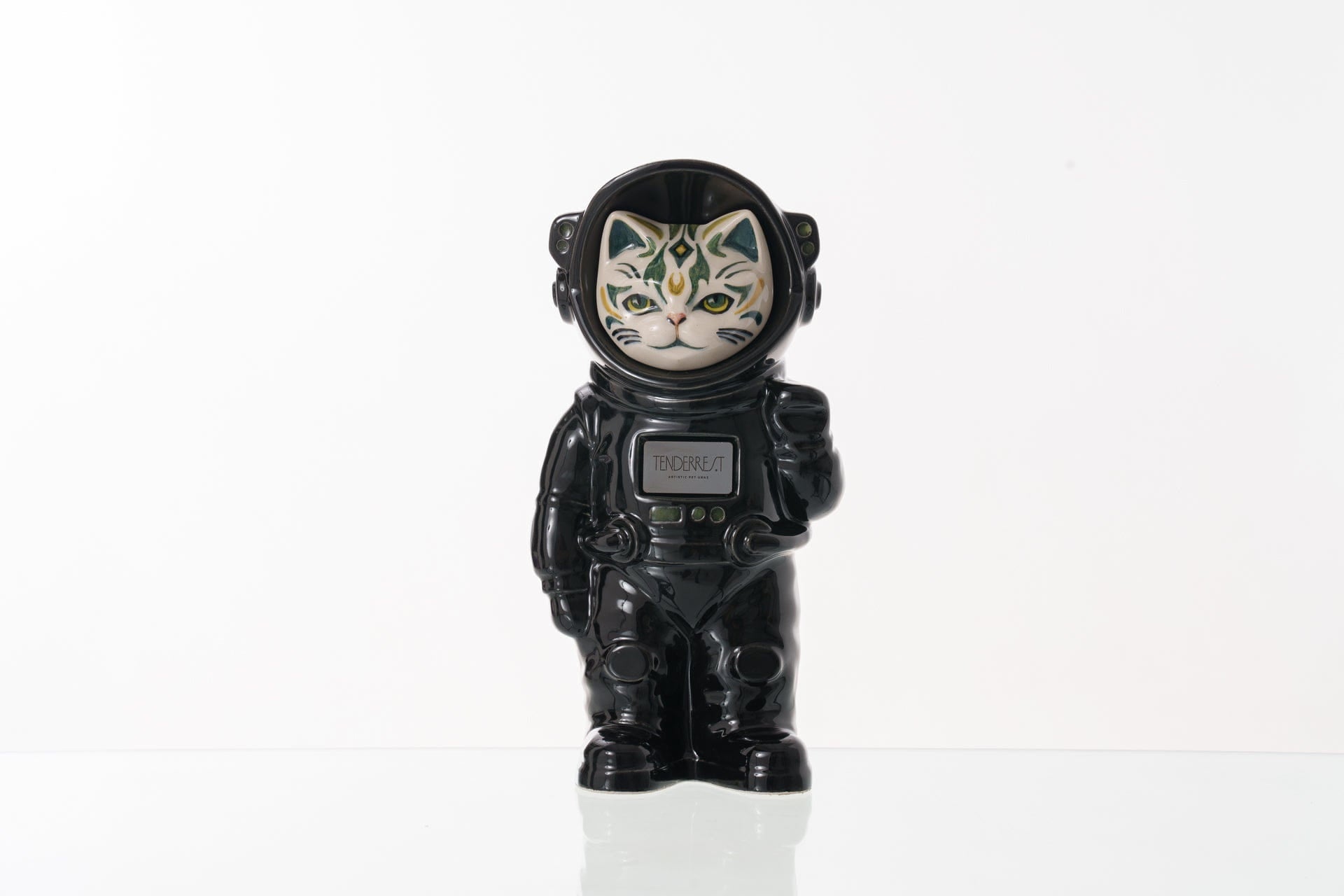 Pulvis Art Urns Pet Cremation Urn Lunar / Black / No Hand Decorated Pet Urn - Cat | Ceramic Handmade Figure