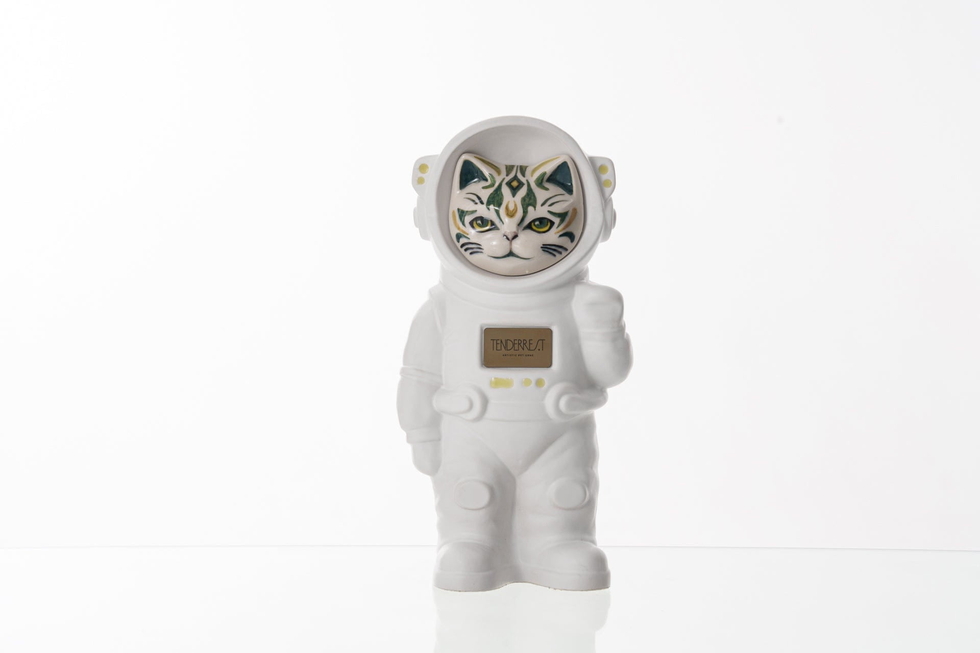 Pulvis Art Urns Pet Cremation Urn Lunar / White Matte / No Hand Decorated Pet Urn - Cat | Ceramic Handmade Figure