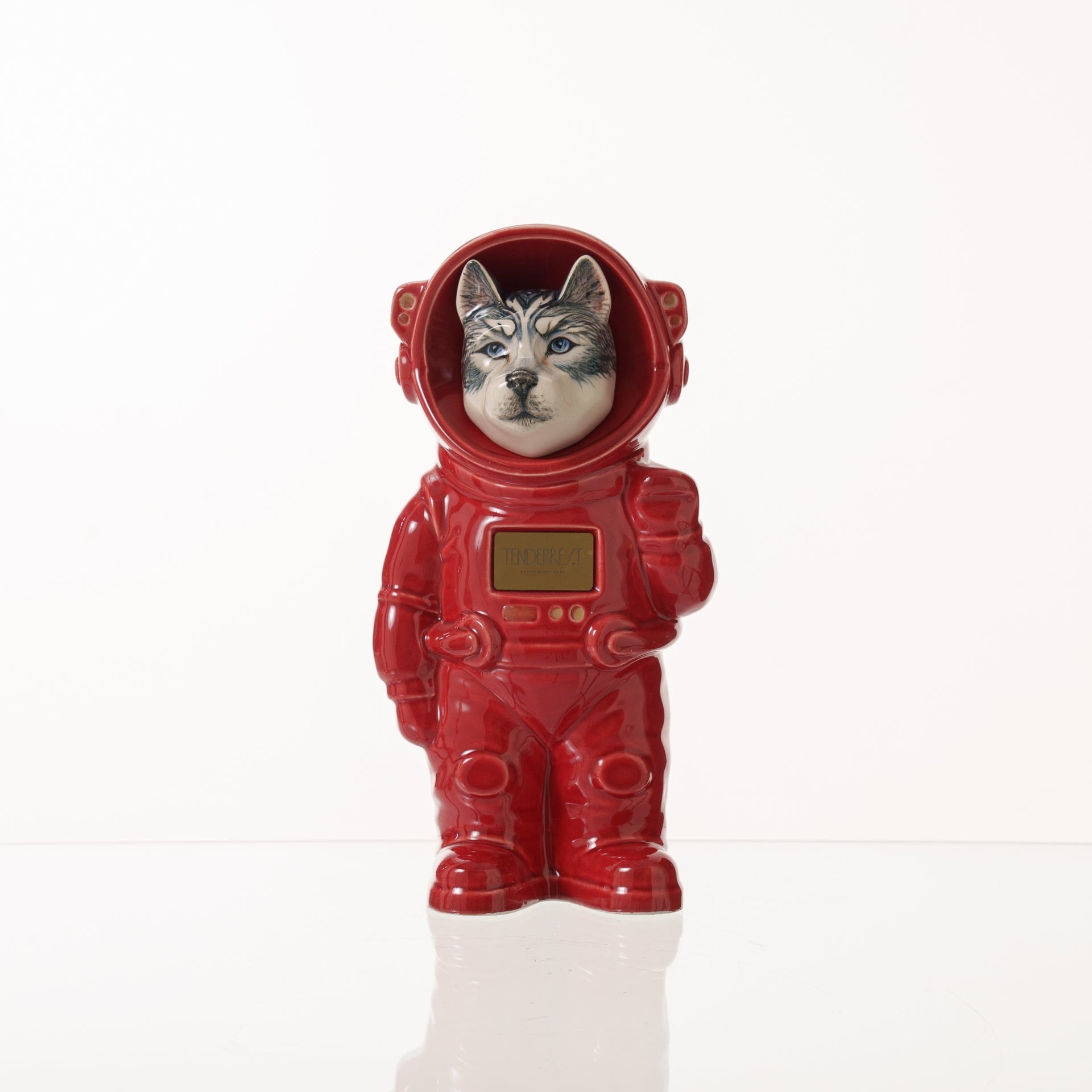 Pulvis Art Urns Pet Cremation Urn Titan / Red / Yes (+$50) Hand Decorated Pet Urn - Dog | Ceramic Handmade Figure
