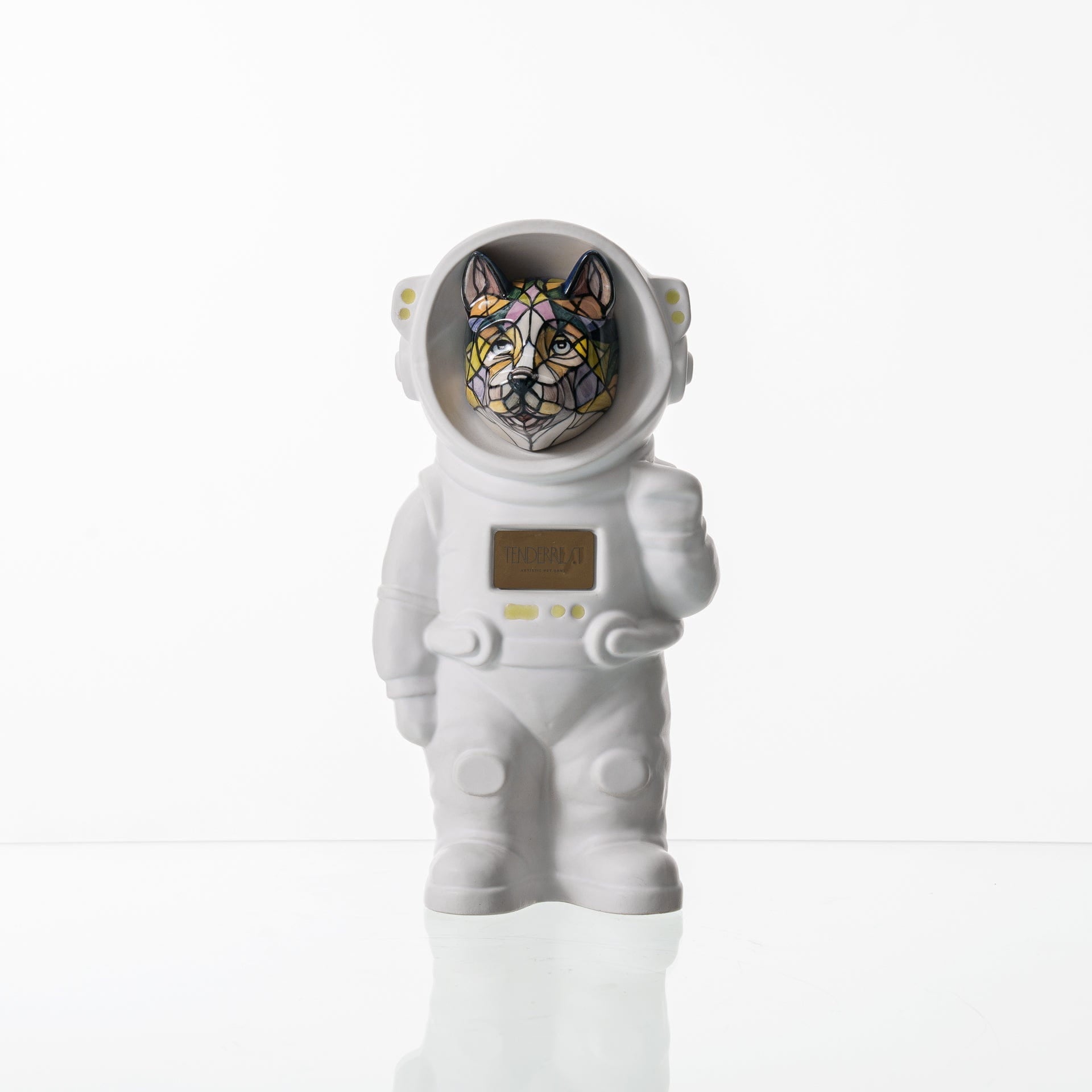 Pulvis Art Urns Pet Cremation Urn Polaris / White Matte / Yes (+$50) Hand Decorated Pet Urn - Dog | Ceramic Handmade Figure