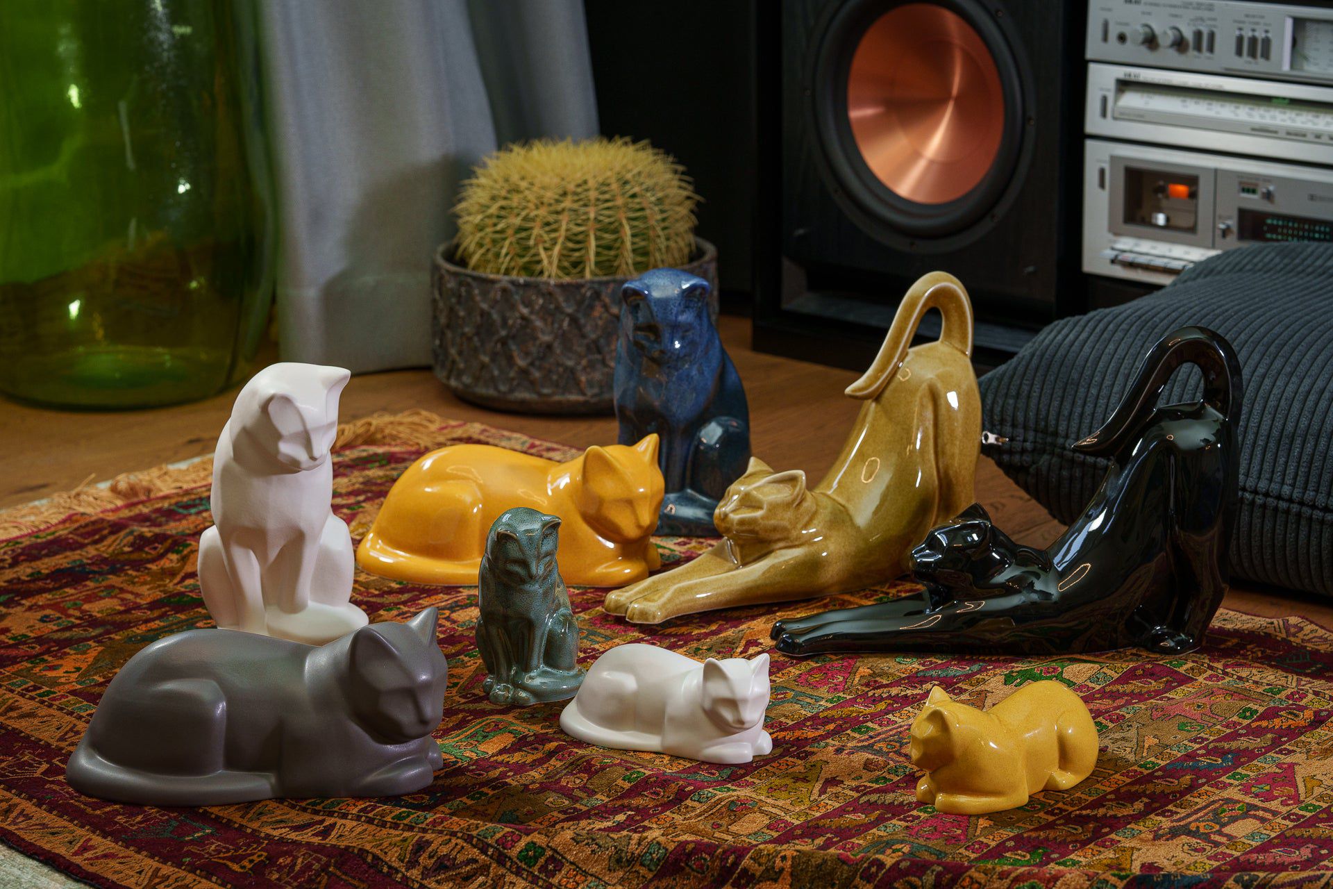 Cat Cremation Urn for Ashes - Amber Yellow | Ceramic | Handmade Cat Urn - Pulvis Art Urns