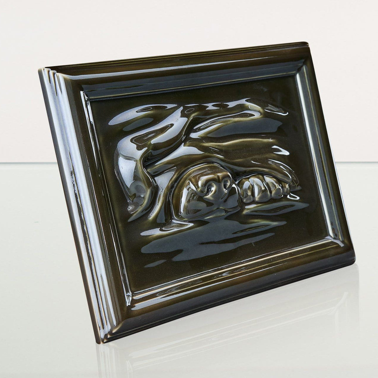 Dog Cremation Urn for Ashes - Oily Green | Ceramic | Handmade Pet Urn - Pulvis Art Urns