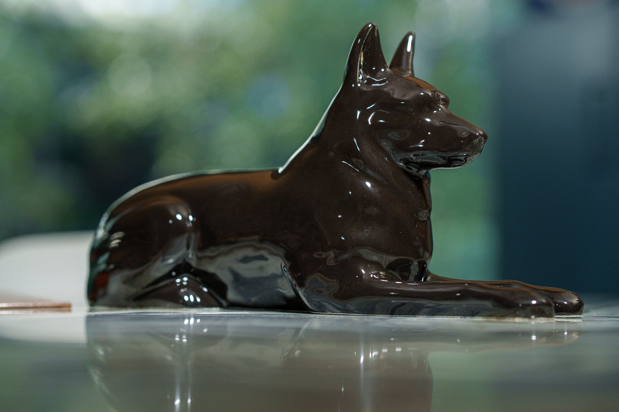 German Shepherd Pet Urn - Lamp Black | Ceramic Dog Urn - Pulvis Art Urns