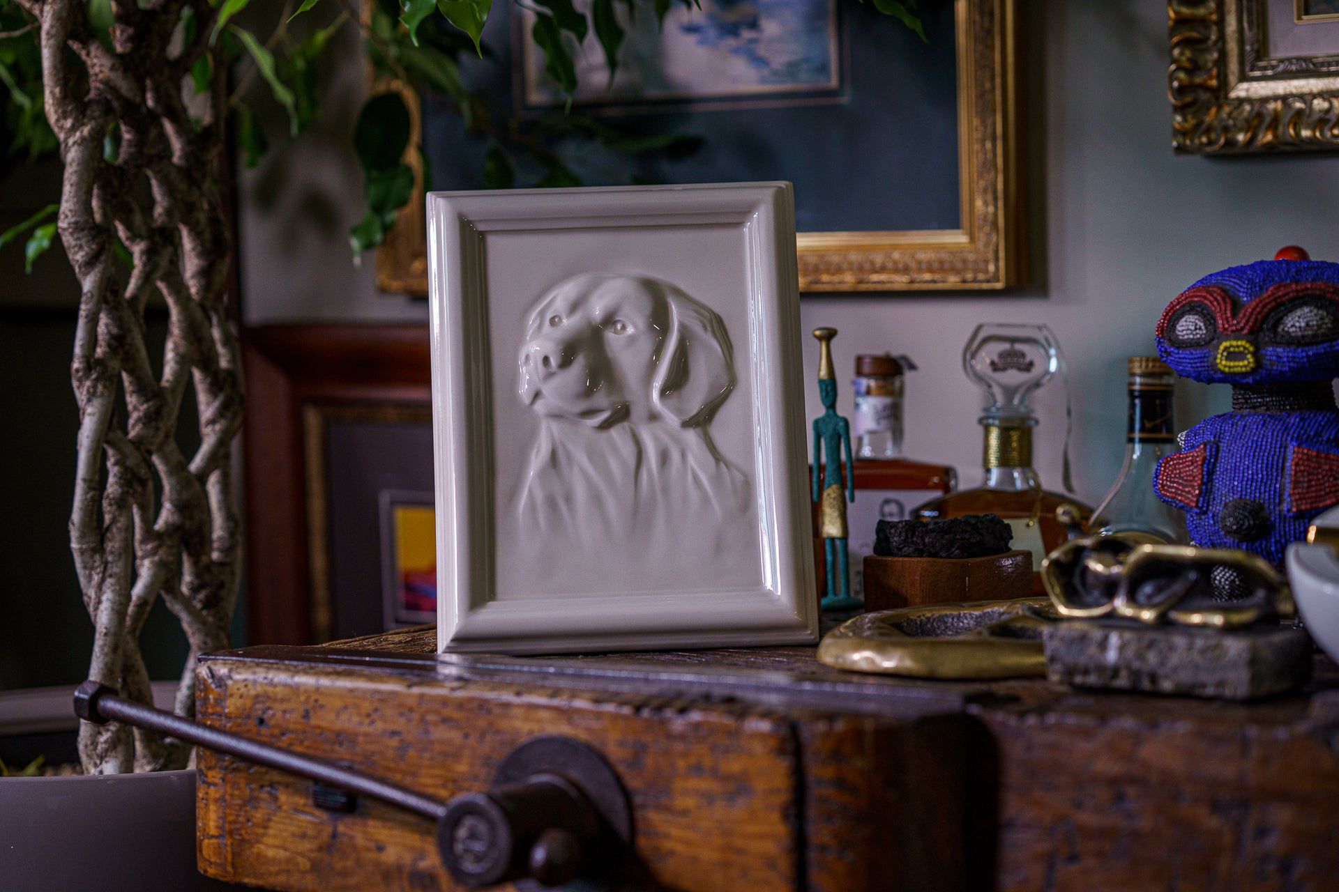 Labrador Pet Urn for Ashes - Off-white | Ceramic | Handmade Pet Urn - Pulvis Art Urns