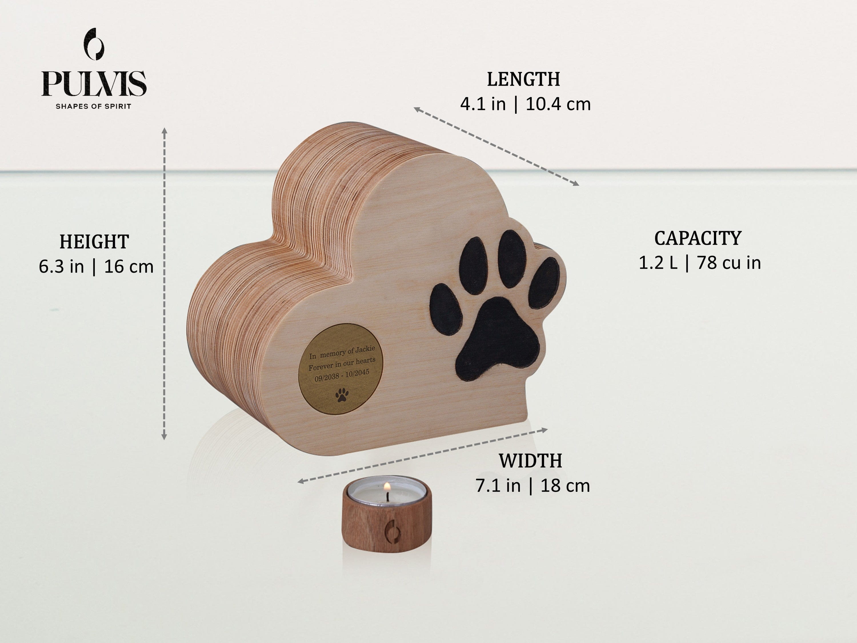 Pulvis Art Urns Pet Urn Love Paw Pet Urn - Plywood | Handmade Pet Memorial